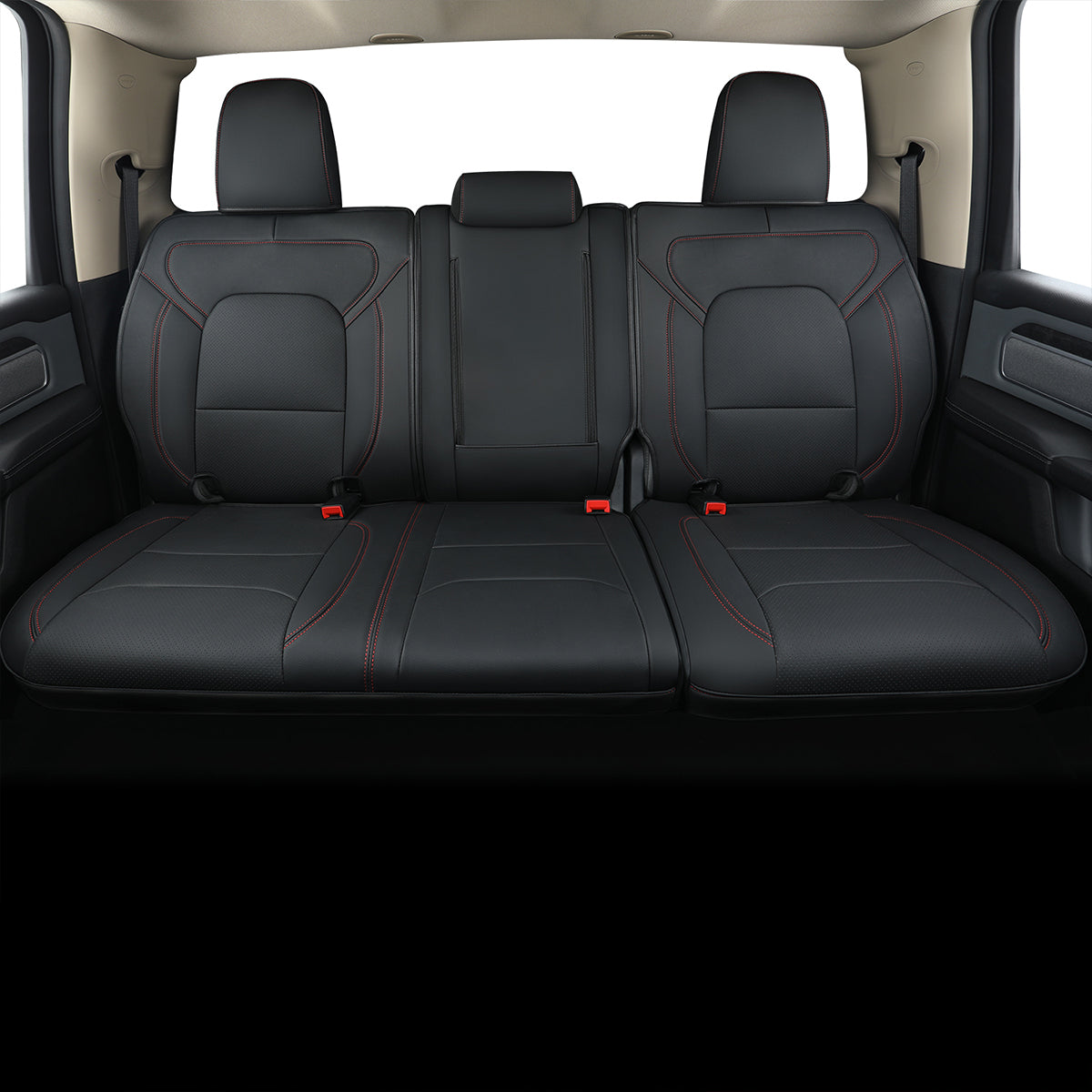 LUCKYMAN CLUB Ram 1500 2011-2025 Crew Cab Waterproof Seat Covers FullSet, Custom Fit Ram Bighorn Laramie Limited Rebel Longhorn Pickup with 4/6 Split Rear Seat