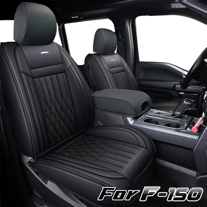LUCKYMAN CLUB F150 Full-Set Seat Covers with Waterproof Faux Leather, Fit 2015-2025 Ford F150 and 2017-2025 F250 F350 F450