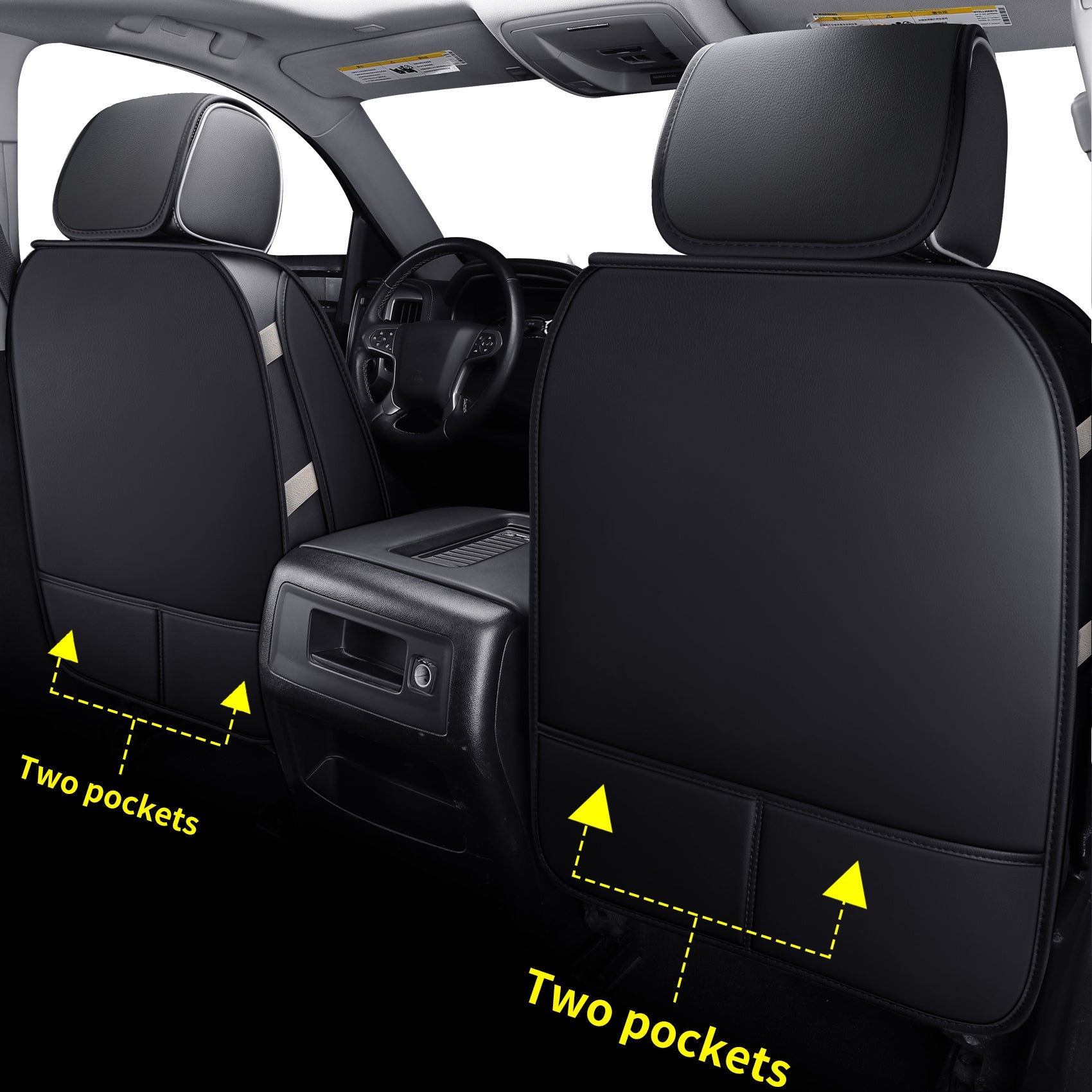 LUCKYMAN CLUB Silverado-Sitzbezüge passend für 2007–2024 Chevy Silverado Sierra 1500/2500 HD / 3500 HD Crew, Double, Extended Cab mit wasserdichtem Kunstleder 