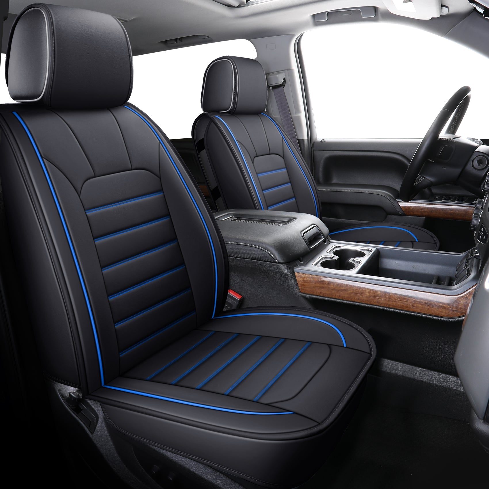 LUCKYMAN CLUB Silverado-Sitzbezüge passend für 2007–2024 Chevy Silverado Sierra 1500/2500 HD / 3500 HD Crew, Double, Extended Cab mit wasserdichtem Kunstleder 