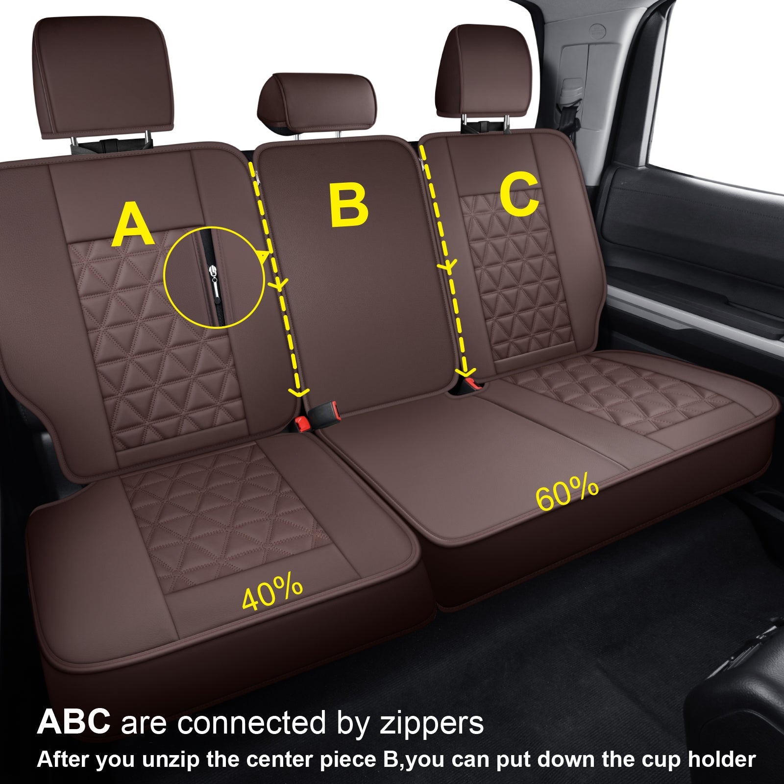 LUCKYMAN CLUB Tundra Seat Covers, Fit 2014-2025 Tundra Full Set Crew/CrewMax Cab, with Waterproof Faux Leather