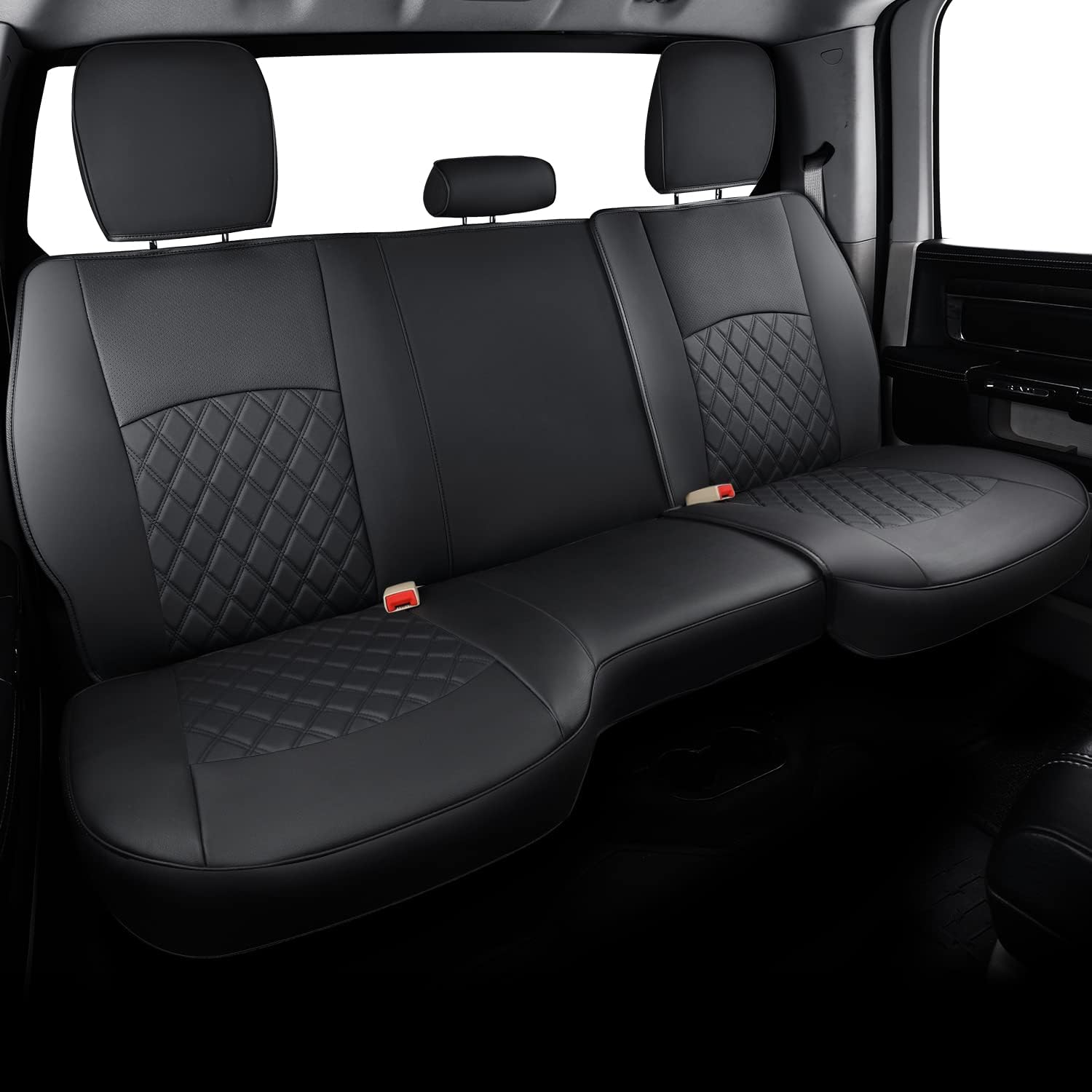 LUCKYMANCLUB Ram 1500Seat Covers,2011-2025,1500/2500/3500Crew Cab Waterproof Seat Covers FullSet, Custom Fit Ram Bighorn Laramie Limited Rebel Longhorn Pickup with 4/6 Split Rear Seat