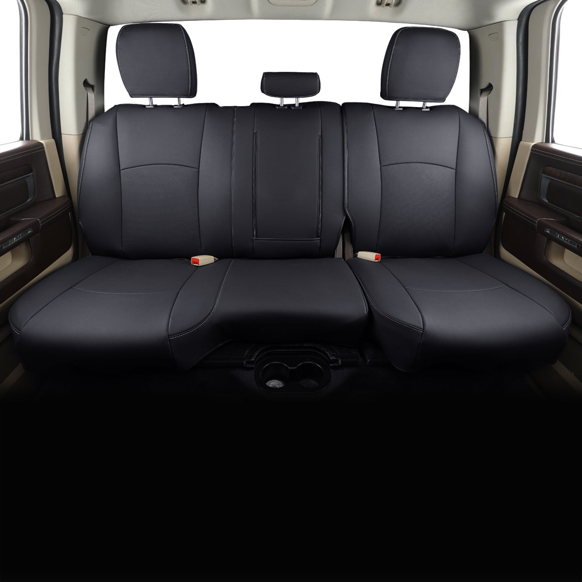 LUCKYMAN CLUB Ram 1500 2011-2025 Crew Cab Waterproof Seat Covers FullSet, Custom Fit Ram Bighorn Laramie Limited Rebel Longhorn Pickup with 4/6 Split Rear Seat