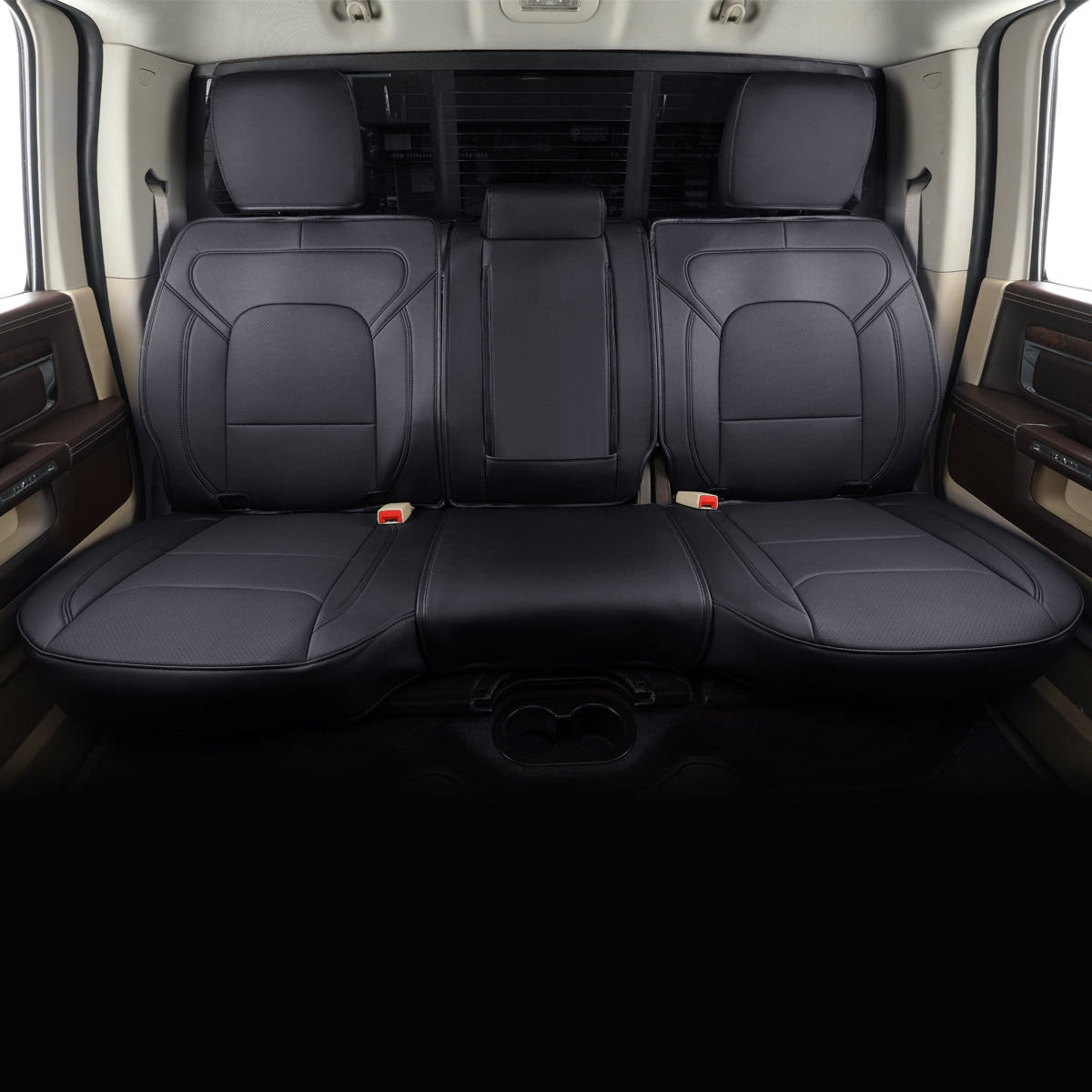 LUCKYMAN CLUB Ram 1500 2011-2025 Crew Cab Waterproof Seat Covers FullSet, Custom Fit Ram Bighorn Laramie Limited Rebel Longhorn Pickup with 4/6 Split Rear Seat