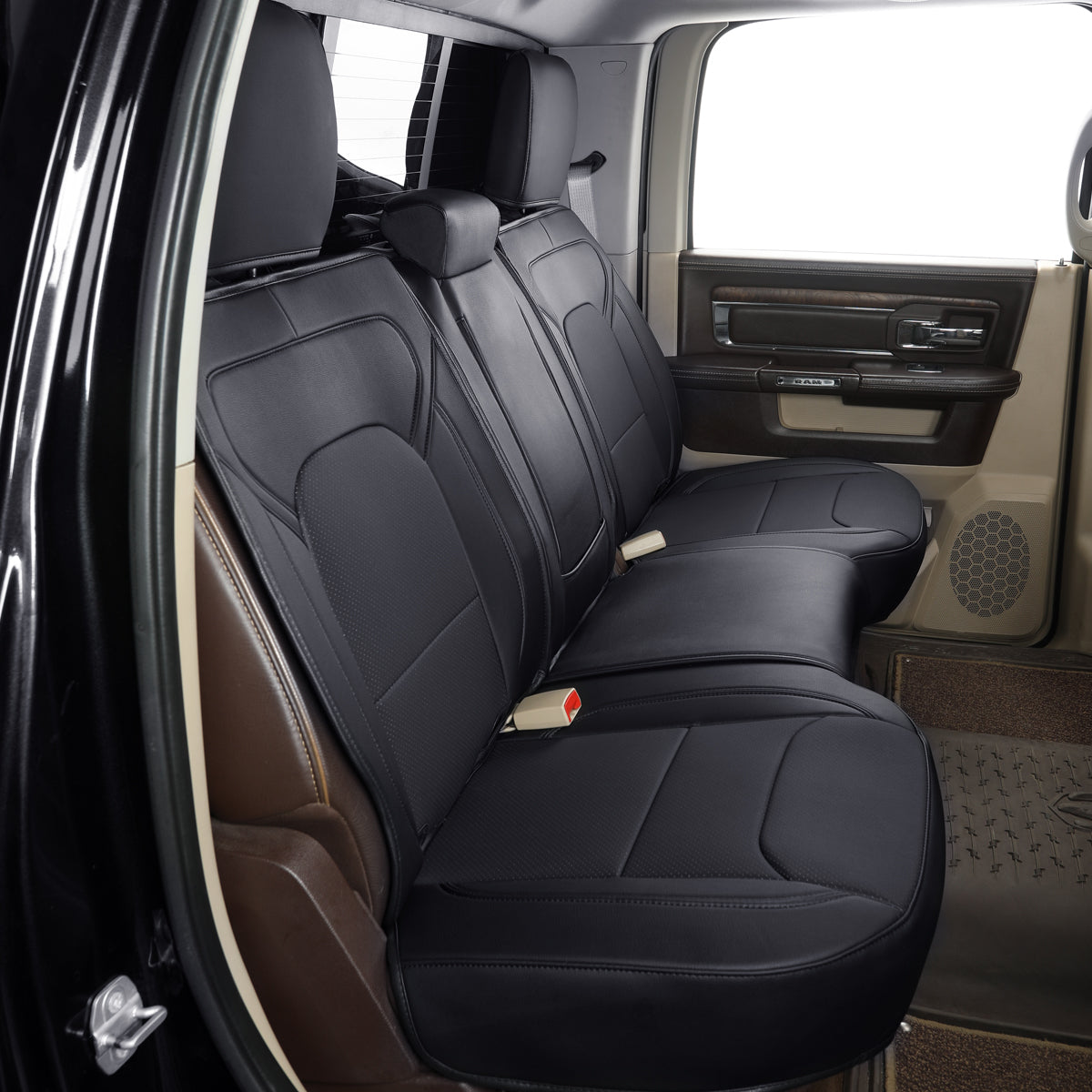 LUCKYMAN CLUB Ram 1500 2011-2025 Crew Cab Waterproof Seat Covers FullSet, Custom Fit Ram Bighorn Laramie Limited Rebel Longhorn Pickup with 4/6 Split Rear Seat