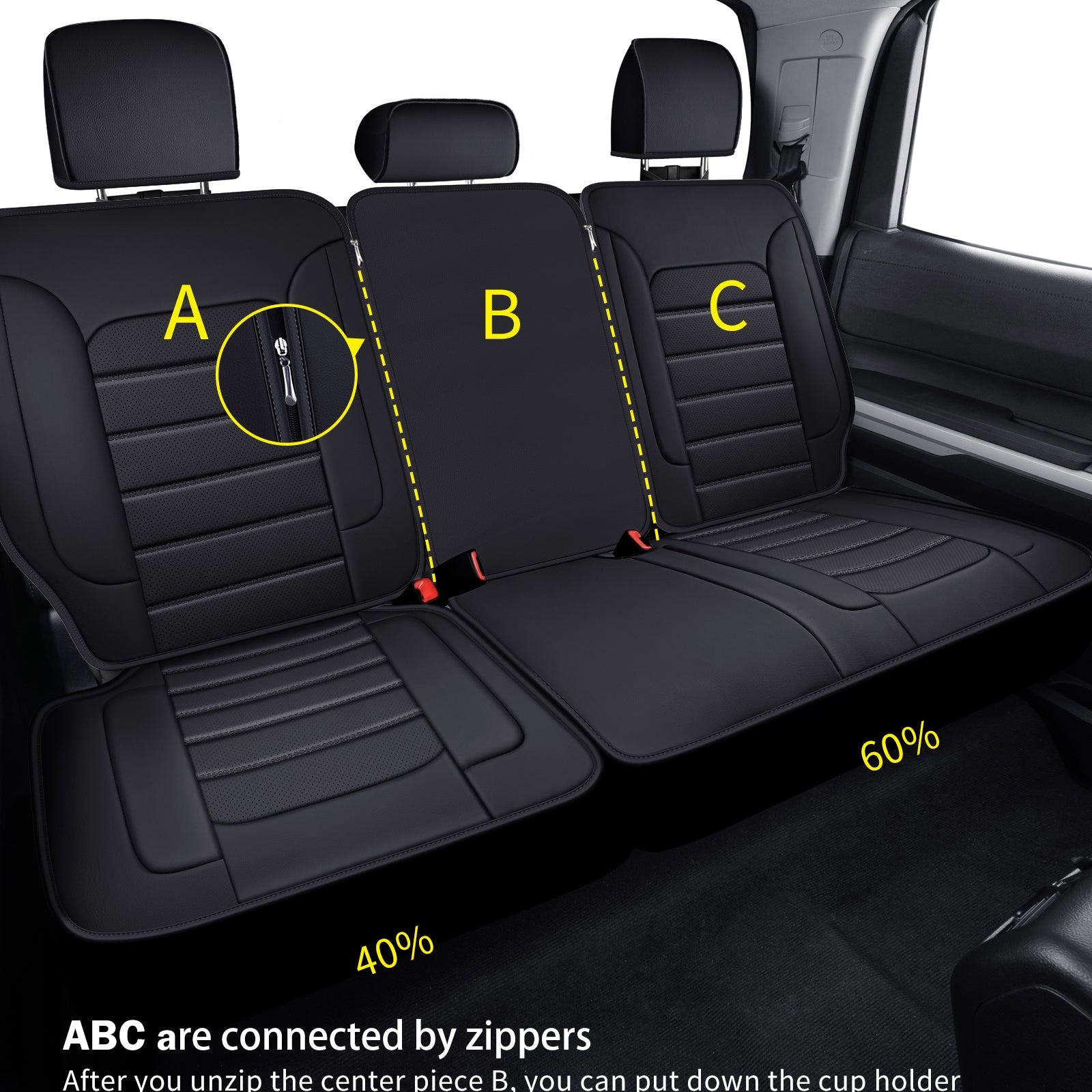 LUCKYMAN CLUB Tundra Customisation Seat Covers with Faux Leather fit for 2014-2025 Tundra Crew, CrewMax, and Double/Extended Cab; Acceptably fit for 2007-2013 Tundra pickups