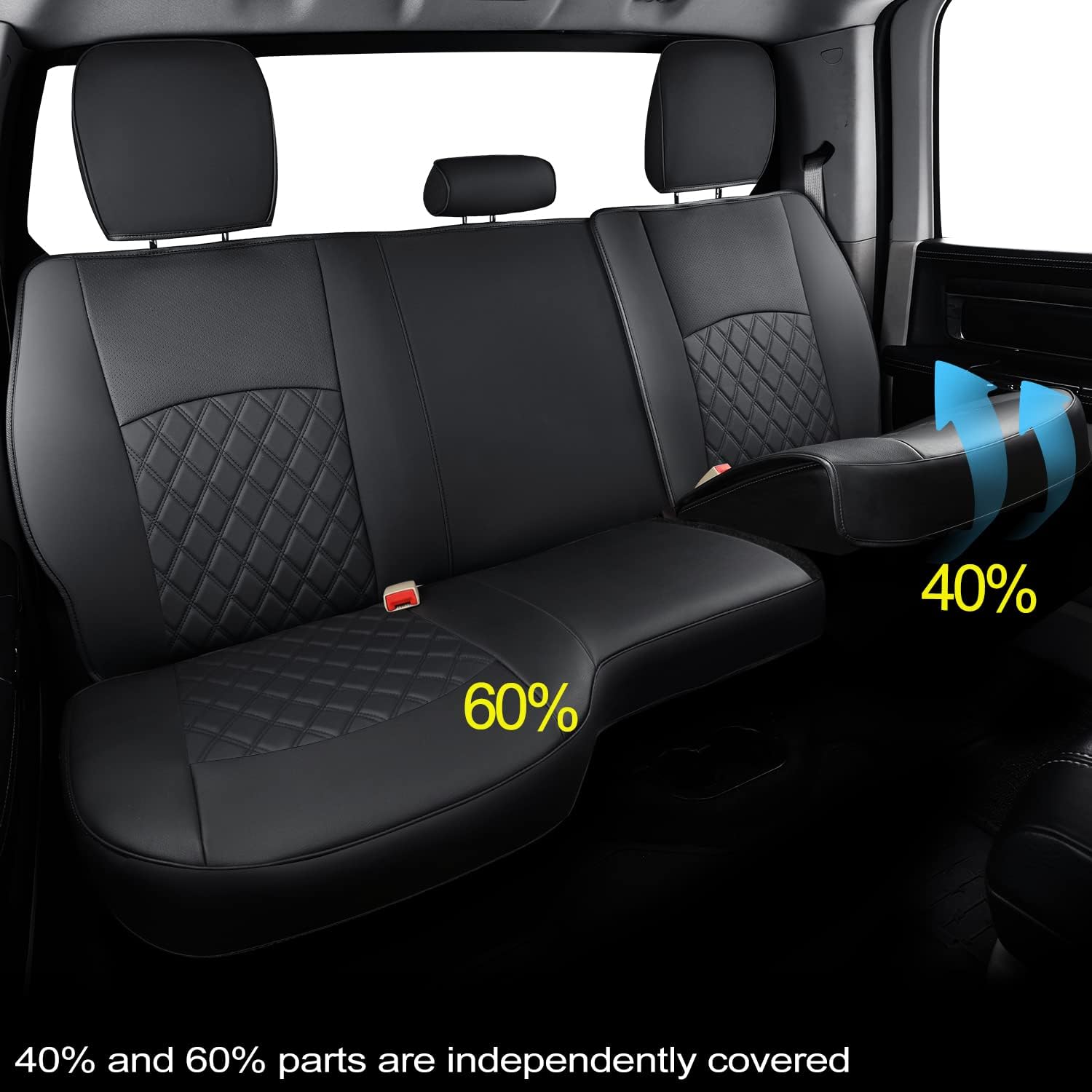 LUCKYMANCLUB Ram 1500Seat Covers,2011-2025,1500/2500/3500Crew Cab Waterproof Seat Covers FullSet, Custom Fit Ram Bighorn Laramie Limited Rebel Longhorn Pickup with 4/6 Split Rear Seat