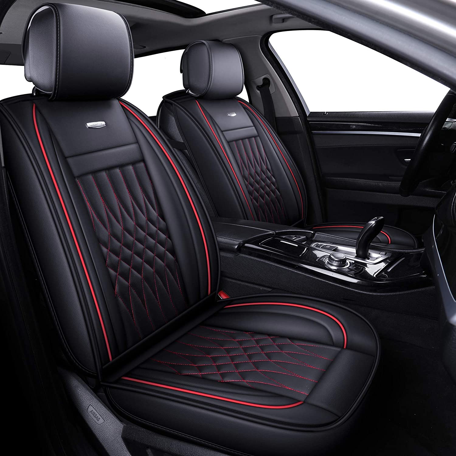 LUCKYMAN CLUB  Seat Covers fit for Ford F150 Crew Cab from 2015 to 2025 and fit for F250 F350 F450 Crew Cab from 2017 to 2025 with Faux Leather