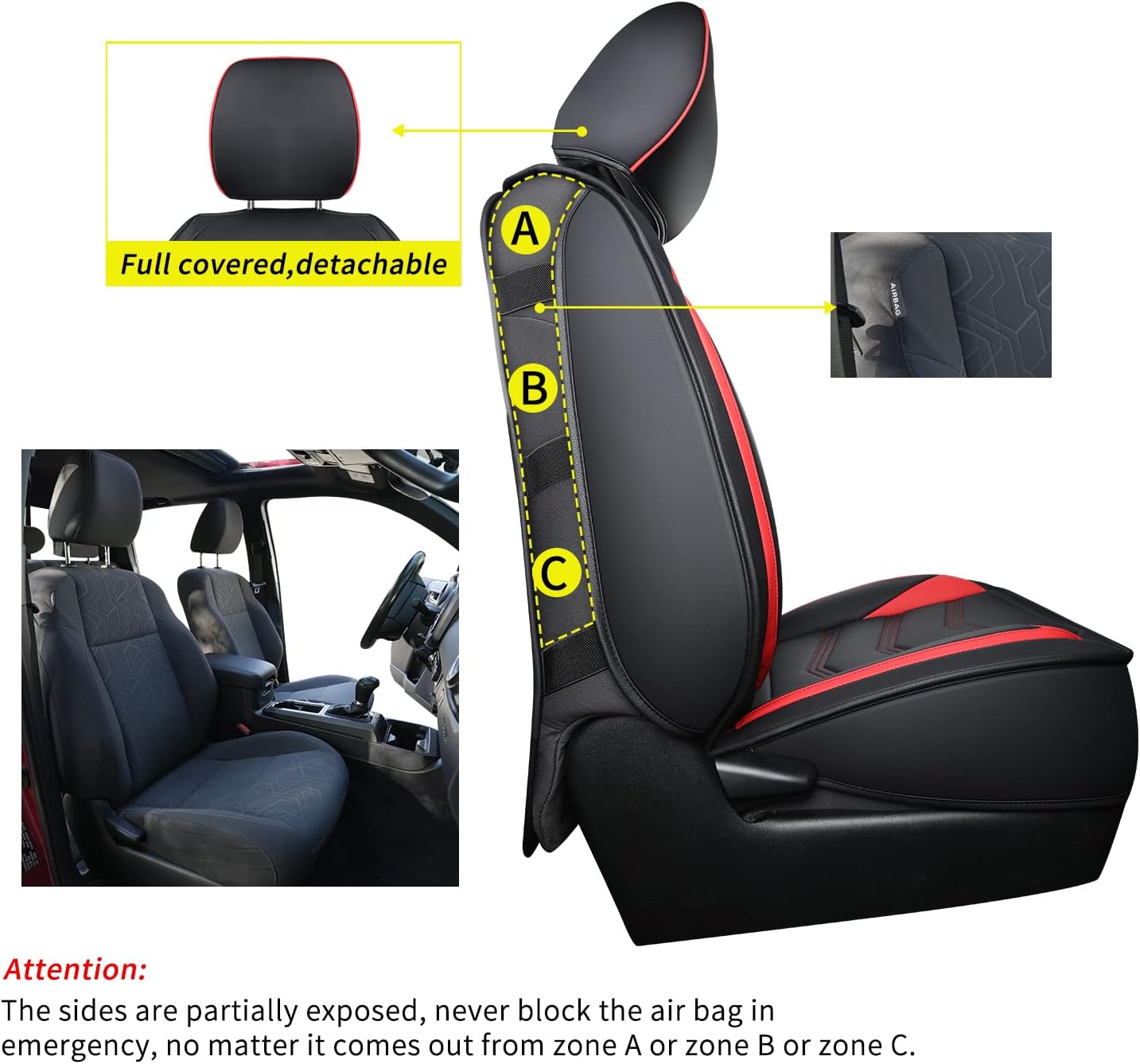 LUCKYMAN KLUBO 2005-2023 Tacoma Seat Covers Plena Aro Akvorezista ledo por Tacoma Double/Crew Cab SR SR5 TRD Sport TRD Off-Road PreRunner Trims, kun Akvorezista Faux-ledo Tute envolvanta, kvar sezonoj ĝeneralaj, eluziĝo-rezista kaj gratvundeta 