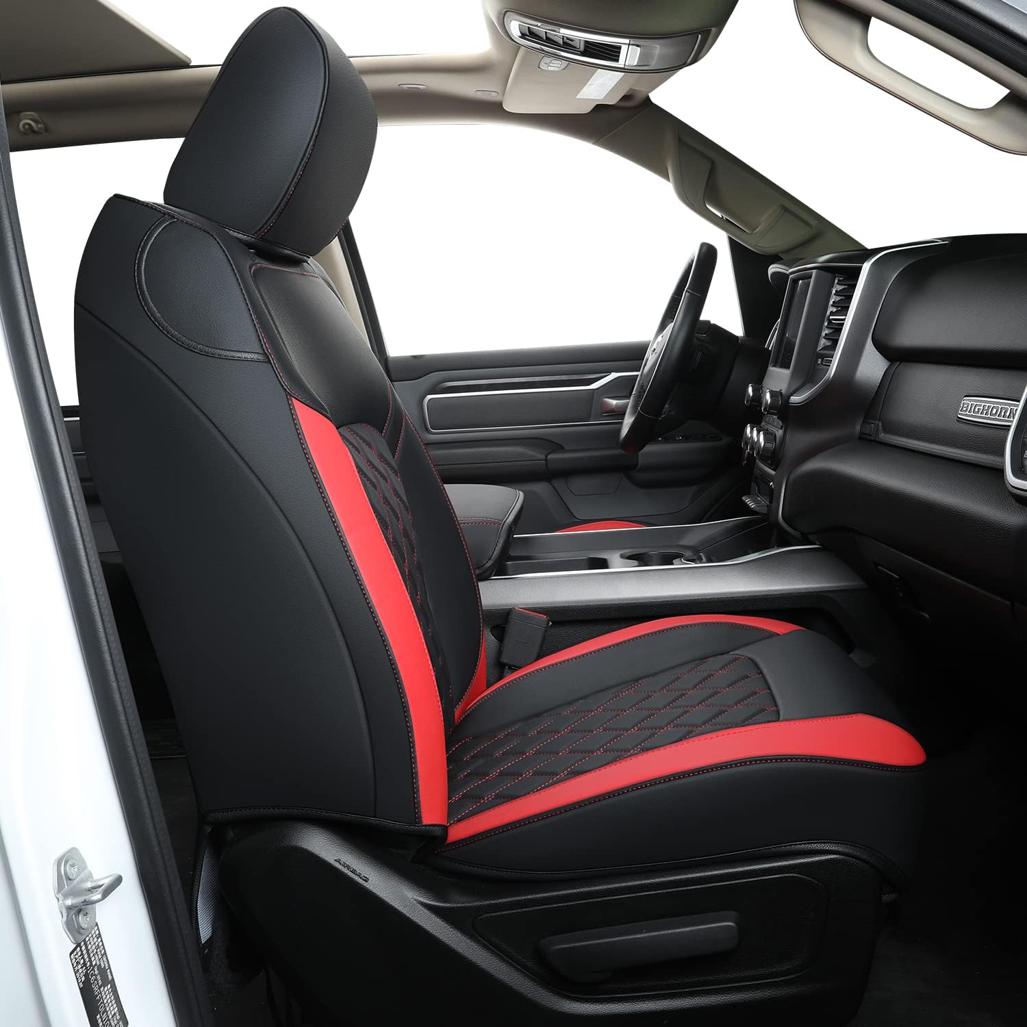 LUCKYMANCLUB Ram 1500Seat Covers,2011-2025,1500/2500/3500Crew Cab Waterproof Seat Covers FullSet, Custom Fit Ram Bighorn Laramie Limited Rebel Longhorn Pickup with 4/6 Split Rear Seat
