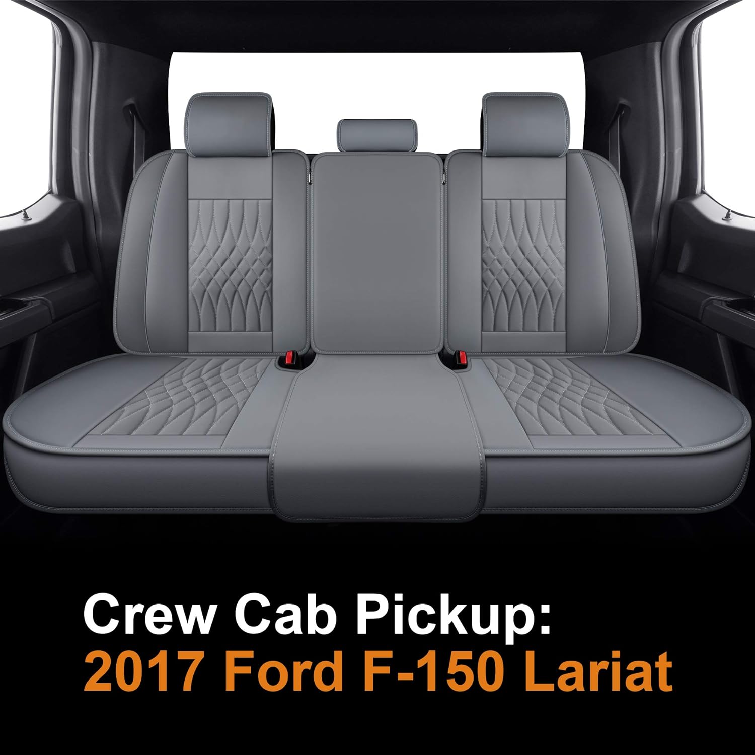 LUCKYMAN CLUB  Seat Covers fit for Ford F150 Crew Cab from 2015 to 2025 and fit for F250 F350 F450 Crew Cab from 2017 to 2025 with Faux Leather