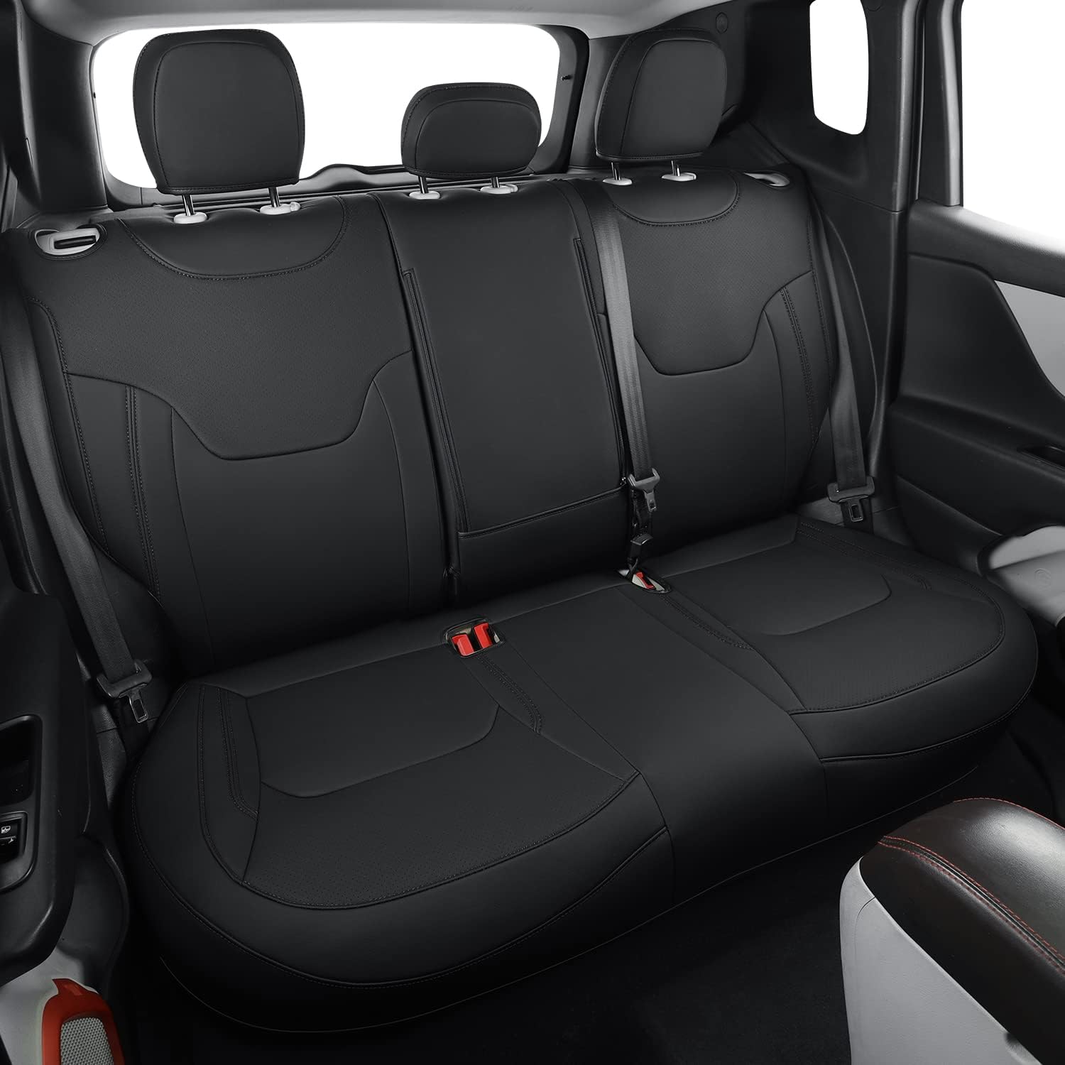 LUCKYMANCLUB Compass Seat Covers, Fit for 2018-2025 Jeep Compass and 2015-2025 Jeep Renegade 4dr SUV with Water Proof Faux Leather