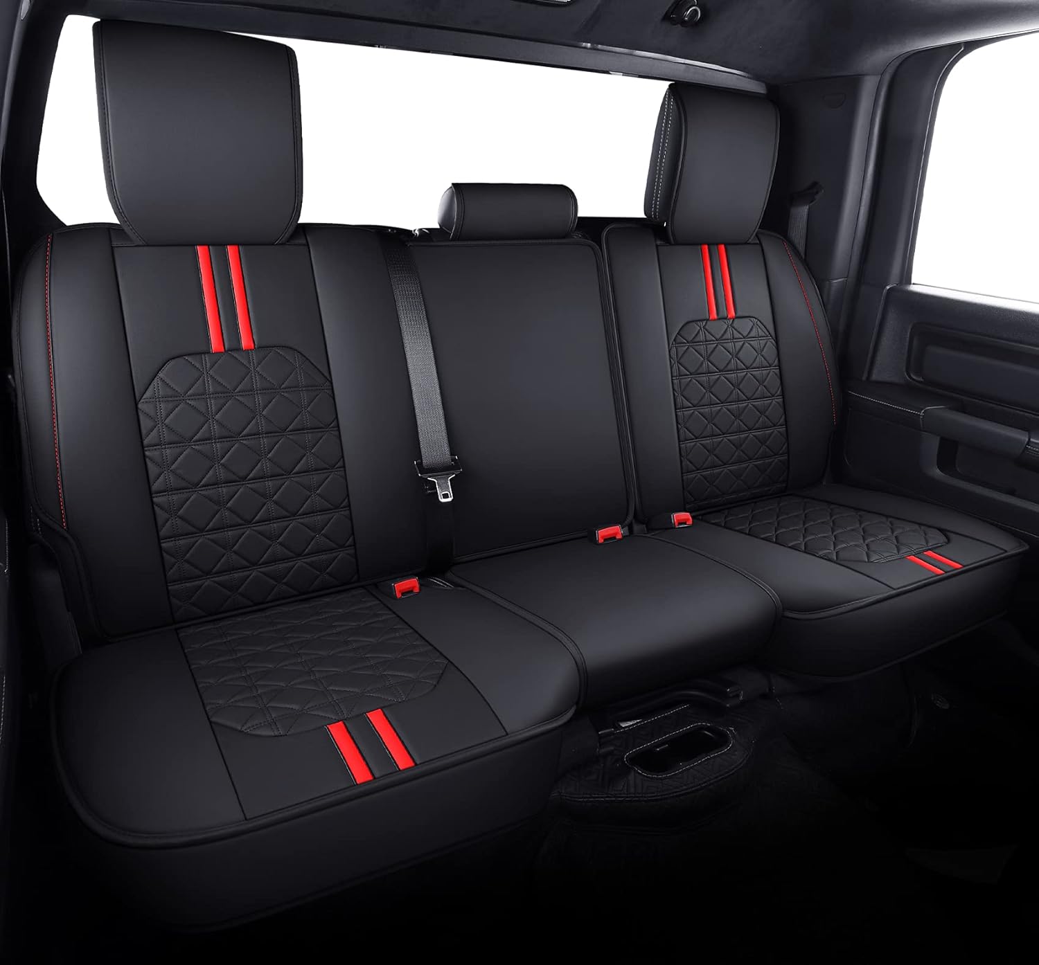 LUCKYMAN CLUB Dodge RAM Seat Covers Fit for 2009-2025 1500HD 2010-2025 2500/3500HD Limited Laramie Big Horn Tradesman Crew Double Cab Quad Cab Truck Waterproof Leather