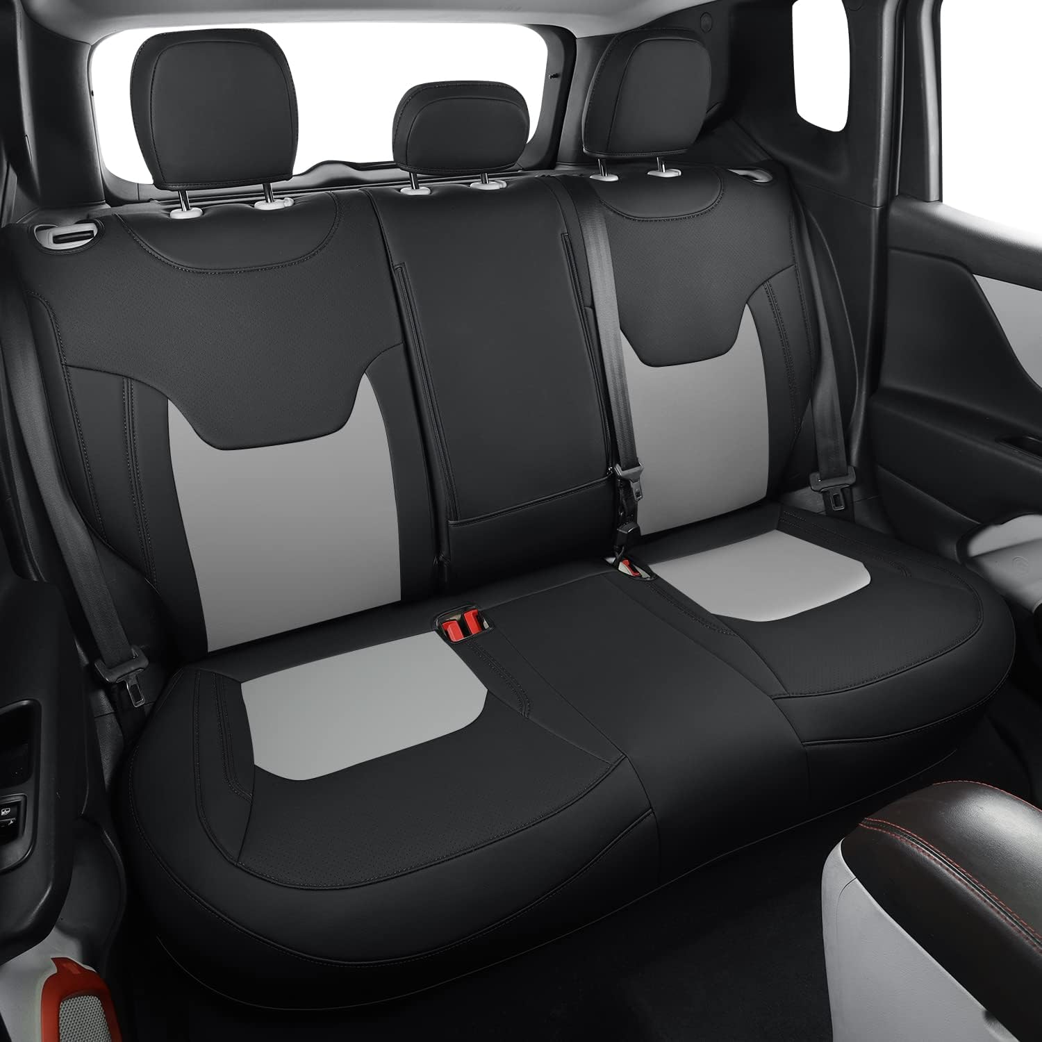 LUCKYMANCLUB Compass Seat Covers, Fit for 2018-2025 Jeep Compass and 2015-2025 Jeep Renegade 4dr SUV with Water Proof Faux Leather