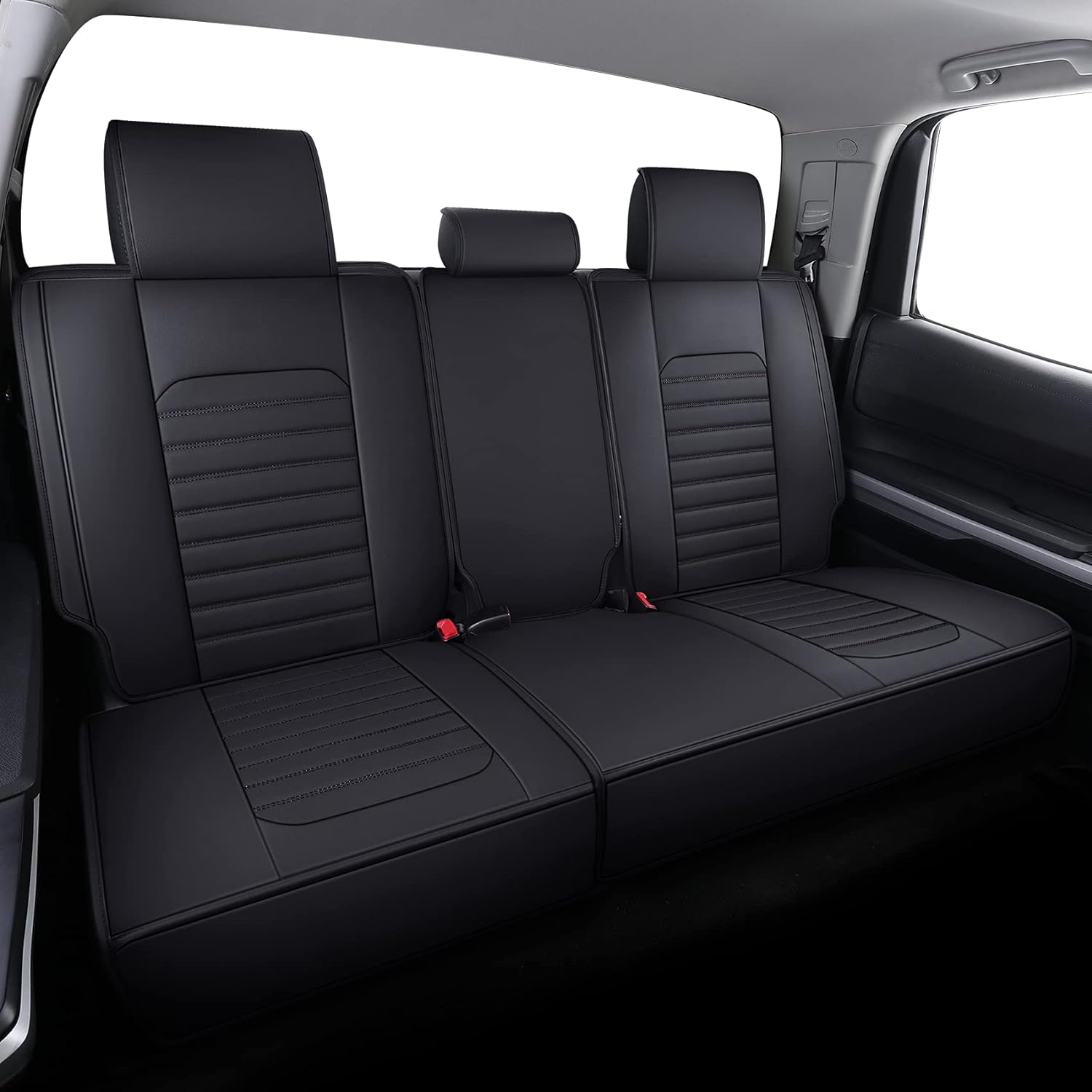 LUCKYMAN CLUB Tundra Seat Covers Full Set Compatible with Toyota Tundra Custom Fit 2008-2025 Truck Pickup Crewmax Double Cab Waterproof Leather Seat Cushions with Split Bench 40/60