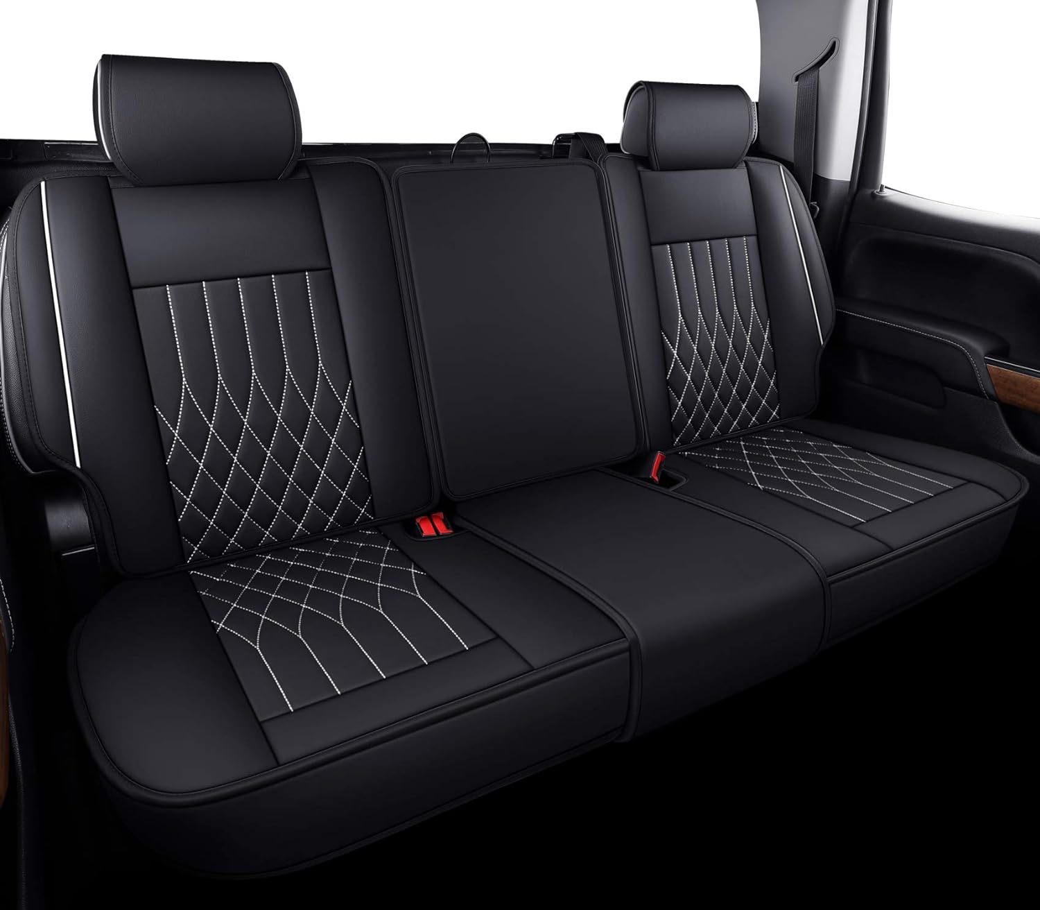 LUCKYMAN CLUB Chevrolet Chevy Silverado GMC Sierra Car Seat Covers Full Set with Waterproof Leather, Fit for 2007-2025 1500/2500 HD / 3500 HD Crew,Double,Extended Cab or Pickup Truck