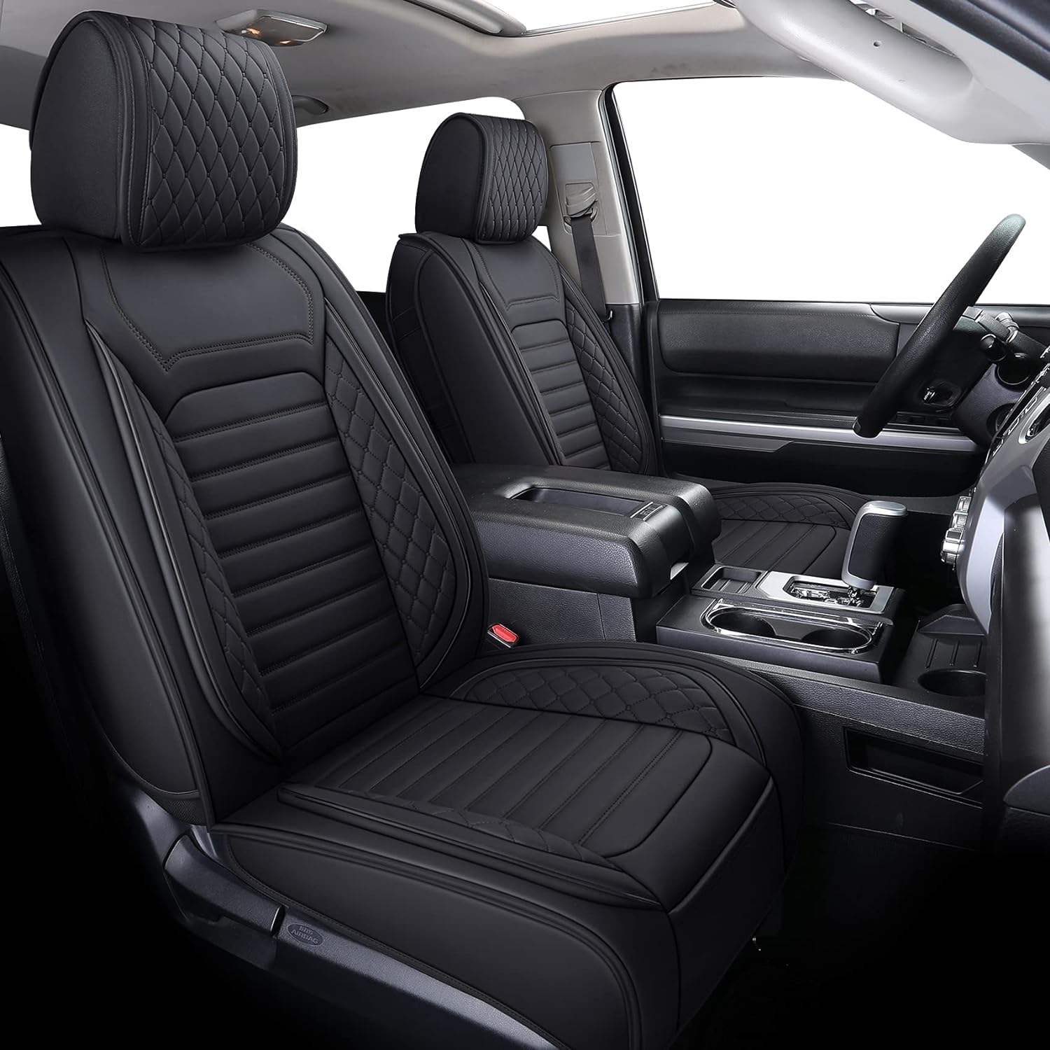 LUCKYMAN CLUB Tundra Seat Covers Full Set Compatible with Toyota Tundra Custom Fit 2008-2025 Truck Pickup Crewmax Double Cab Waterproof Leather Seat Cushions with Split Bench 40/60