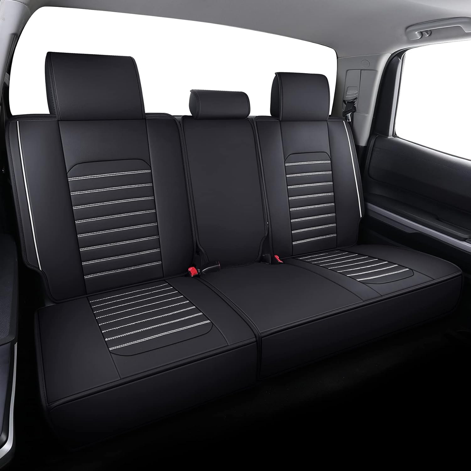 LUCKYMAN CLUB Tundra Seat Covers Full Set Compatible with Toyota Tundra Custom Fit 2008-2025 Truck Pickup Crewmax Double Cab Waterproof Leather Seat Cushions with Split Bench 40/60