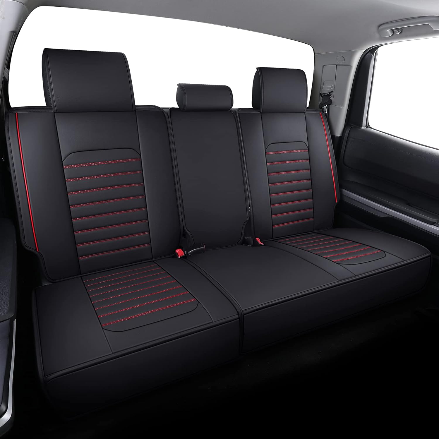 LUCKYMAN CLUB Tundra Seat Covers Full Set Compatible with Toyota Tundra Custom Fit 2008-2025 Truck Pickup Crewmax Double Cab Waterproof Leather Seat Cushions with Split Bench 40/60