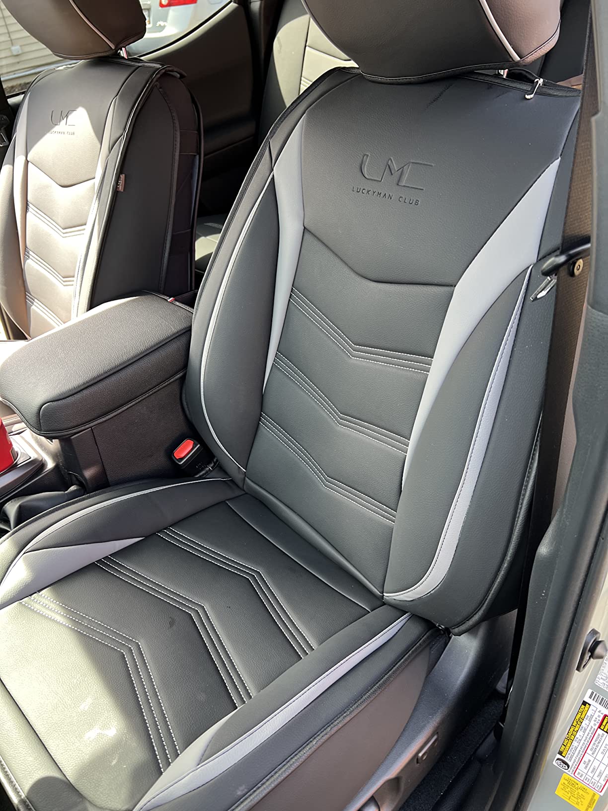 LUCKYMAN KLUBO 2005-2023 Tacoma Seat Covers Plena Aro Akvorezista ledo por Tacoma Double/Crew Cab SR SR5 TRD Sport TRD Off-Road PreRunner Trims, kun Akvorezista Faux-ledo Tute envolvanta, kvar sezonoj ĝeneralaj, eluziĝo-rezista kaj gratvundeta 
