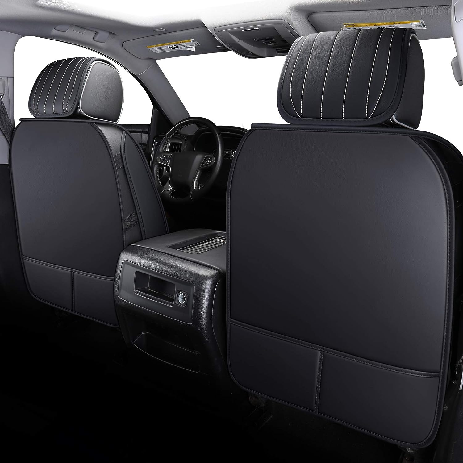 LUCKYMAN CLUB Chevrolet Chevy Silverado GMC Sierra Car Seat Covers Full Set with Waterproof Leather, Fit for 2007-2025 1500/2500 HD / 3500 HD Crew,Double,Extended Cab or Pickup Truck