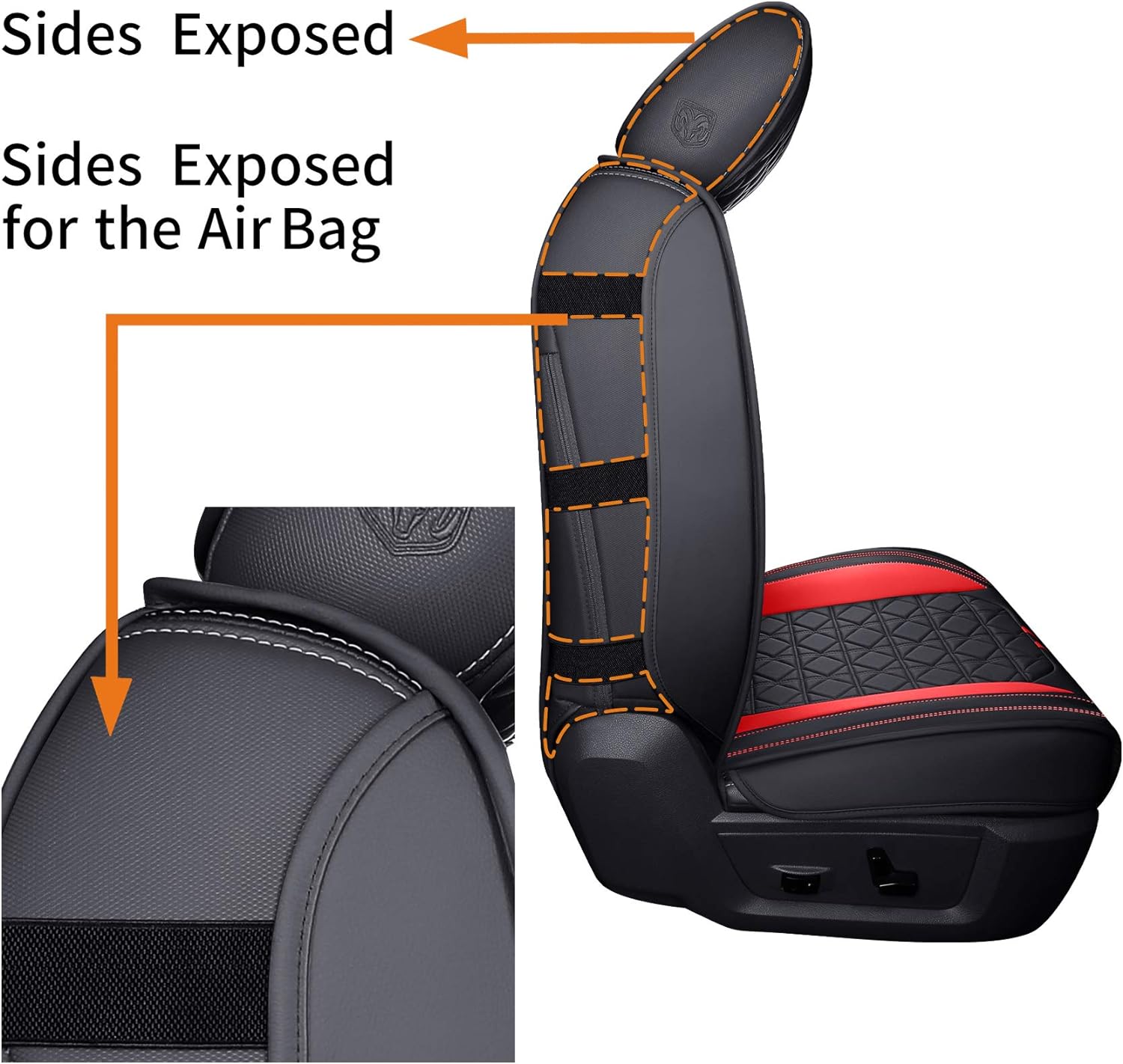LUCKYMAN CLUB Dodge RAM Seat Covers Fit for 2009-2025 1500HD 2010-2025 2500/3500HD Limited Laramie Big Horn Tradesman Crew Double Cab Quad Cab Truck Waterproof Leather