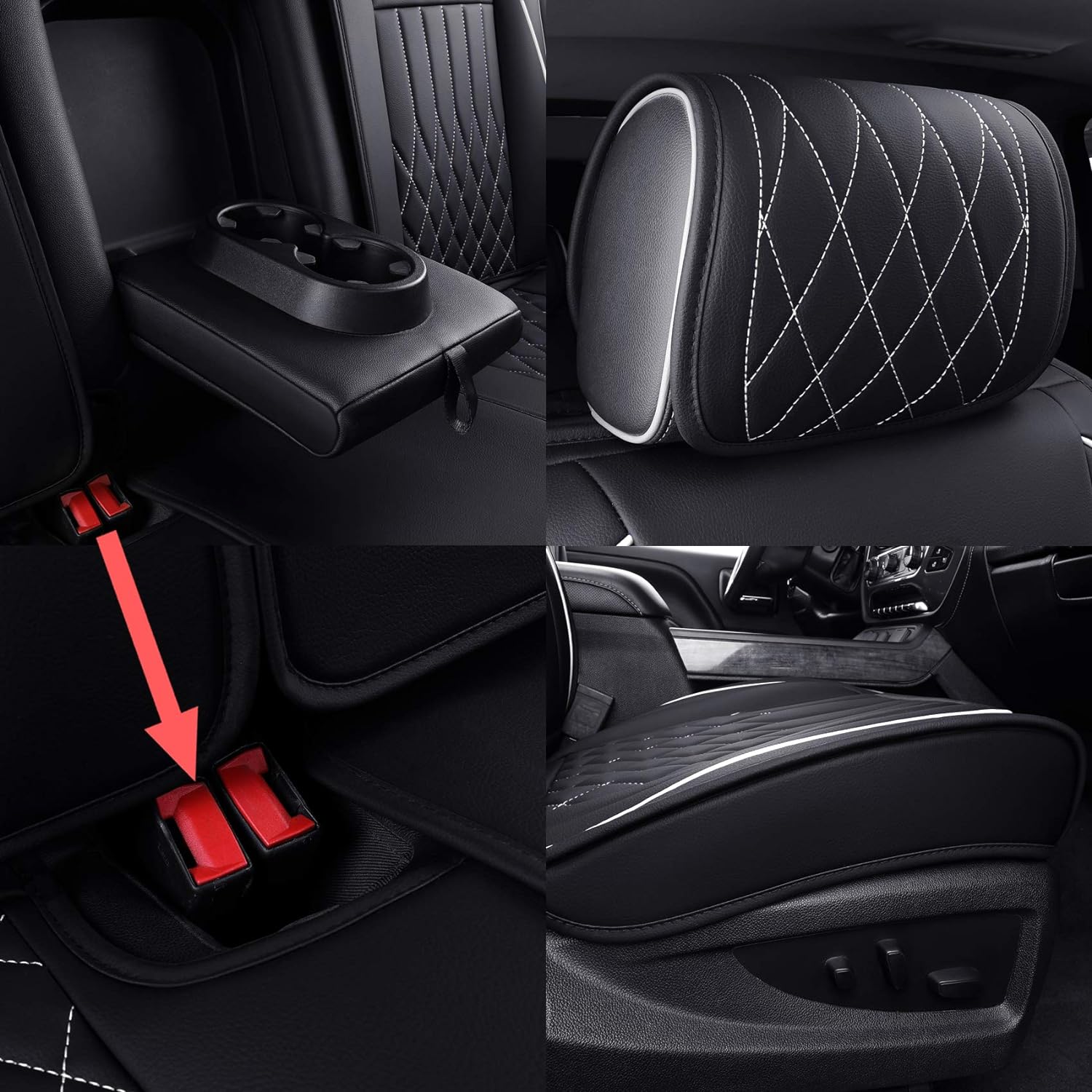 LUCKYMAN CLUB Chevrolet Chevy Silverado GMC Sierra Car Seat Covers Full Set with Waterproof Leather, Fit for 2007-2025 1500/2500 HD / 3500 HD Crew,Double,Extended Cab or Pickup Truck