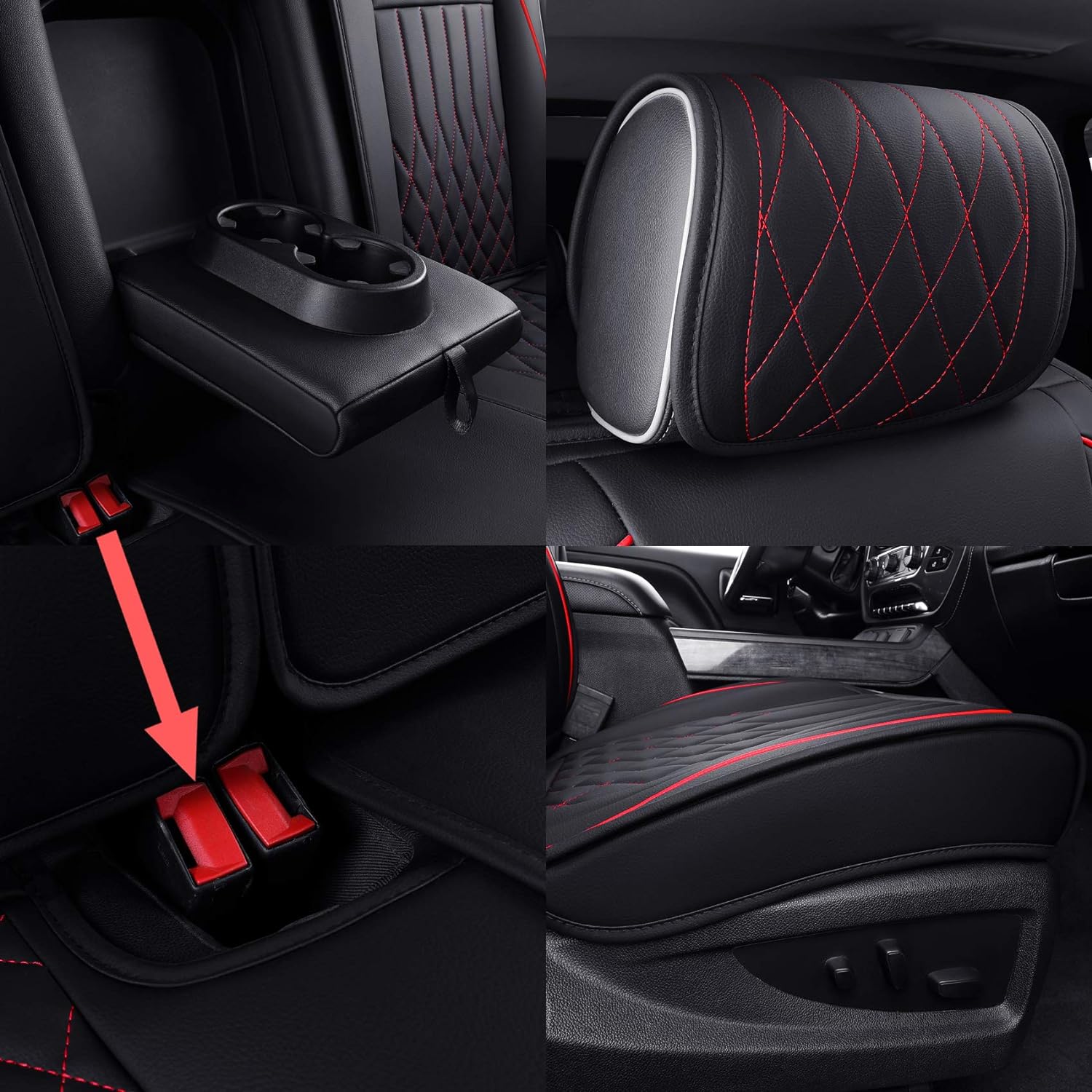 LUCKYMAN CLUB Chevrolet Chevy Silverado GMC Sierra Car Seat Covers Full Set with Waterproof Leather, Fit for 2007-2025 1500/2500 HD / 3500 HD Crew,Double,Extended Cab or Pickup Truck