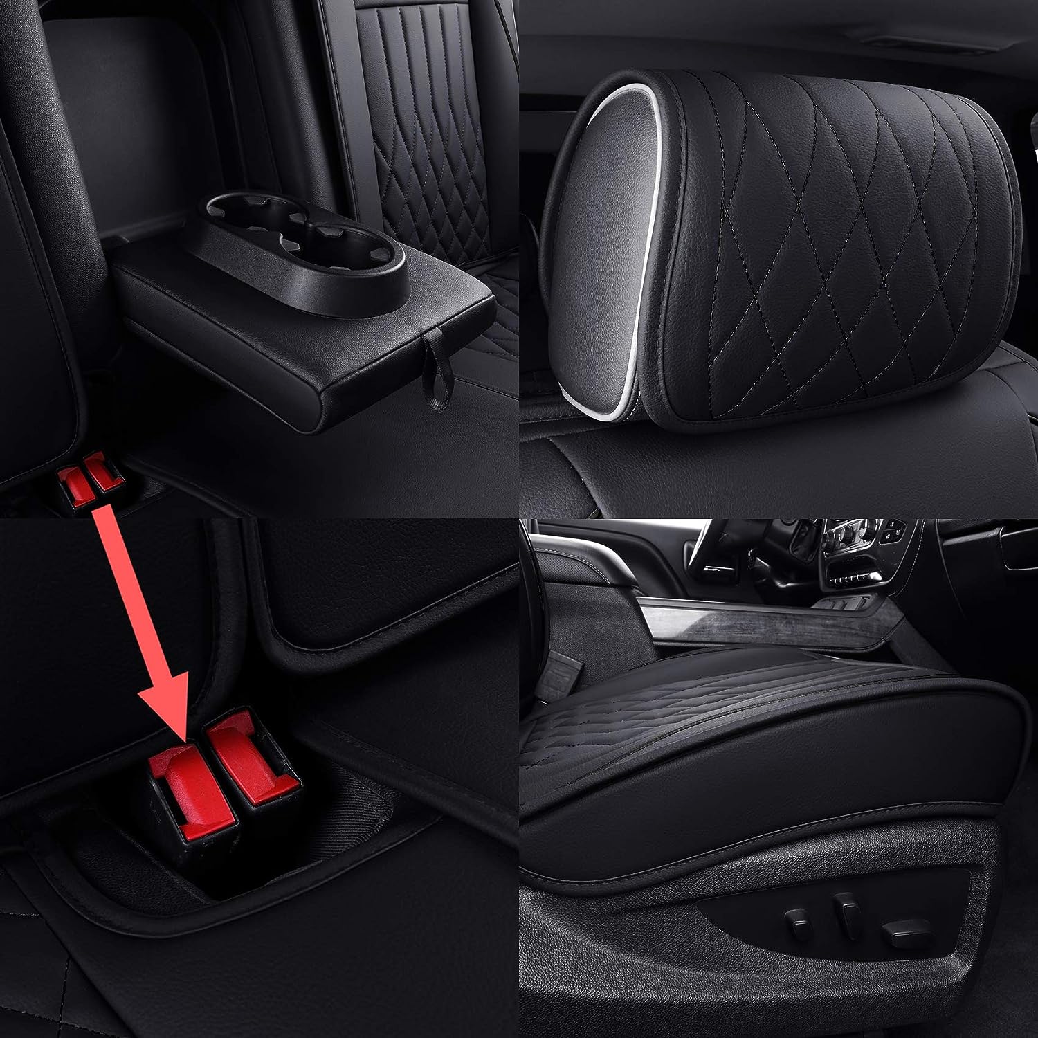 LUCKYMAN CLUB Chevrolet Chevy Silverado GMC Sierra Car Seat Covers Full Set with Waterproof Leather, Fit for 2007-2025 1500/2500 HD / 3500 HD Crew,Double,Extended Cab or Pickup Truck