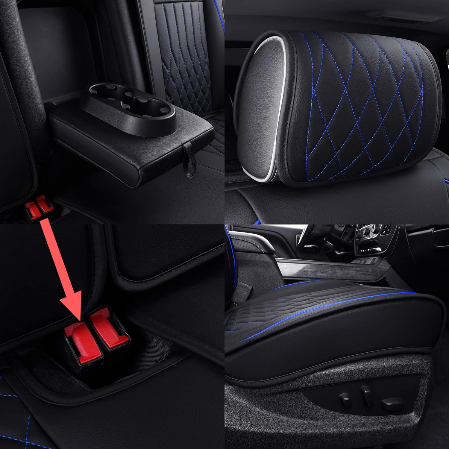 LUCKYMAN CLUB Chevrolet Chevy Silverado GMC Sierra Car Seat Covers Full Set with Waterproof Leather, Fit for 2007-2025 1500/2500 HD / 3500 HD Crew,Double,Extended Cab or Pickup Truck