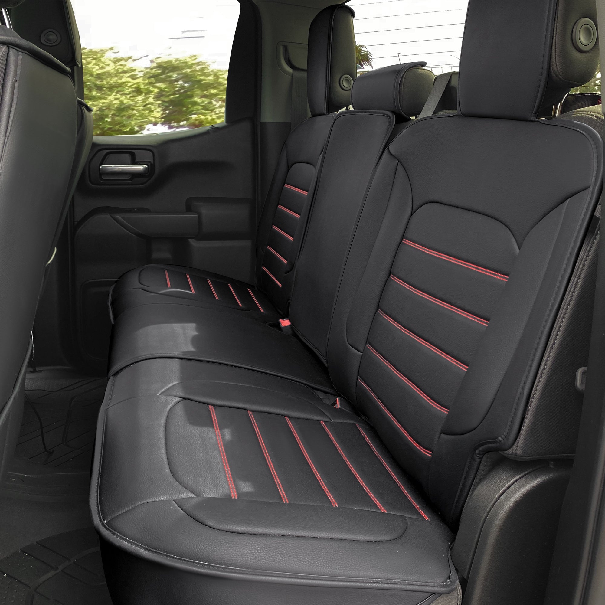 LUCKYMAN CLUB Silverado-Sitzbezüge passend für 2007–2024 Chevy Silverado Sierra 1500/2500 HD / 3500 HD Crew, Double, Extended Cab mit wasserdichtem Kunstleder 