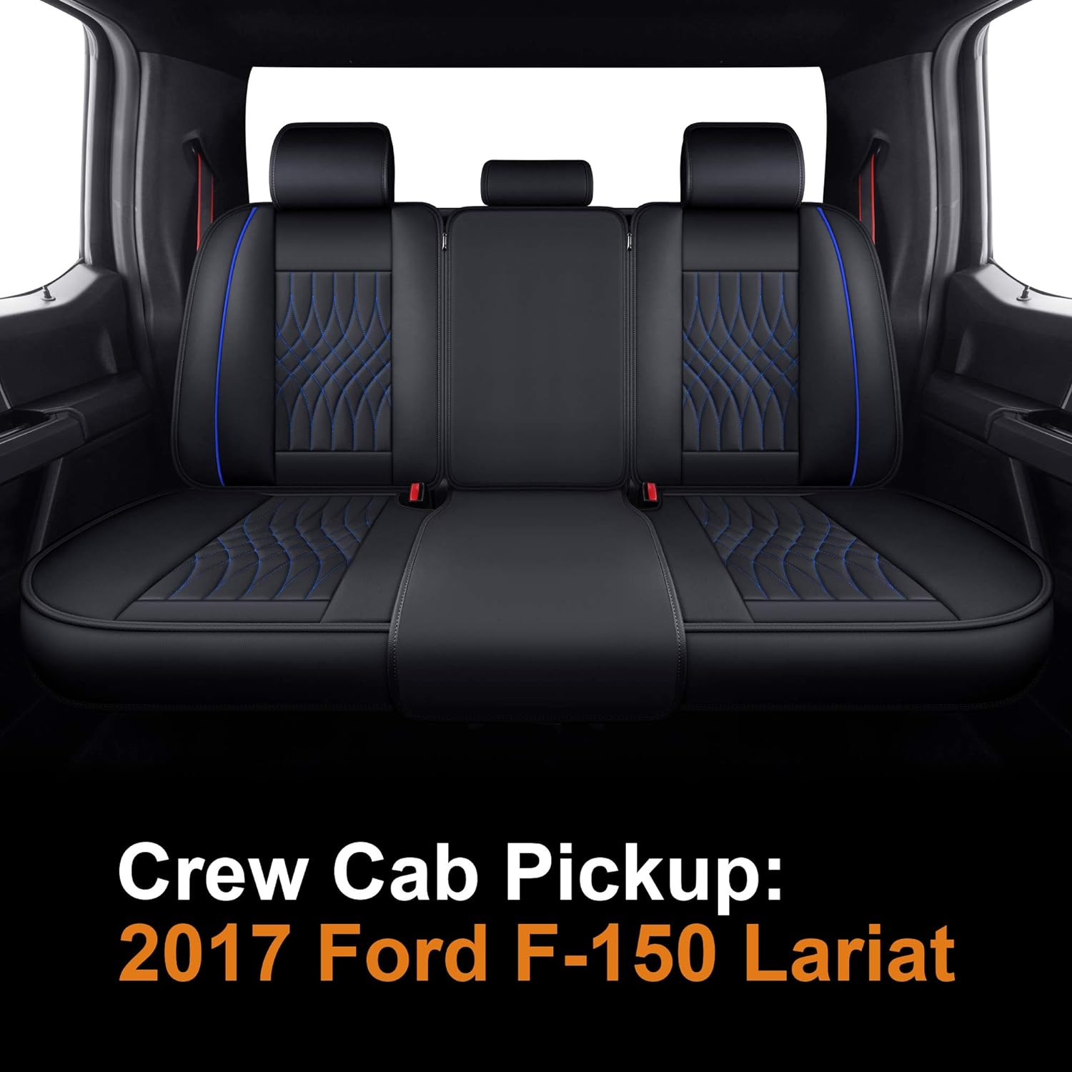 LUCKYMAN CLUB  Seat Covers fit for Ford F150 Crew Cab from 2015 to 2025 and fit for F250 F350 F450 Crew Cab from 2017 to 2025 with Faux Leather