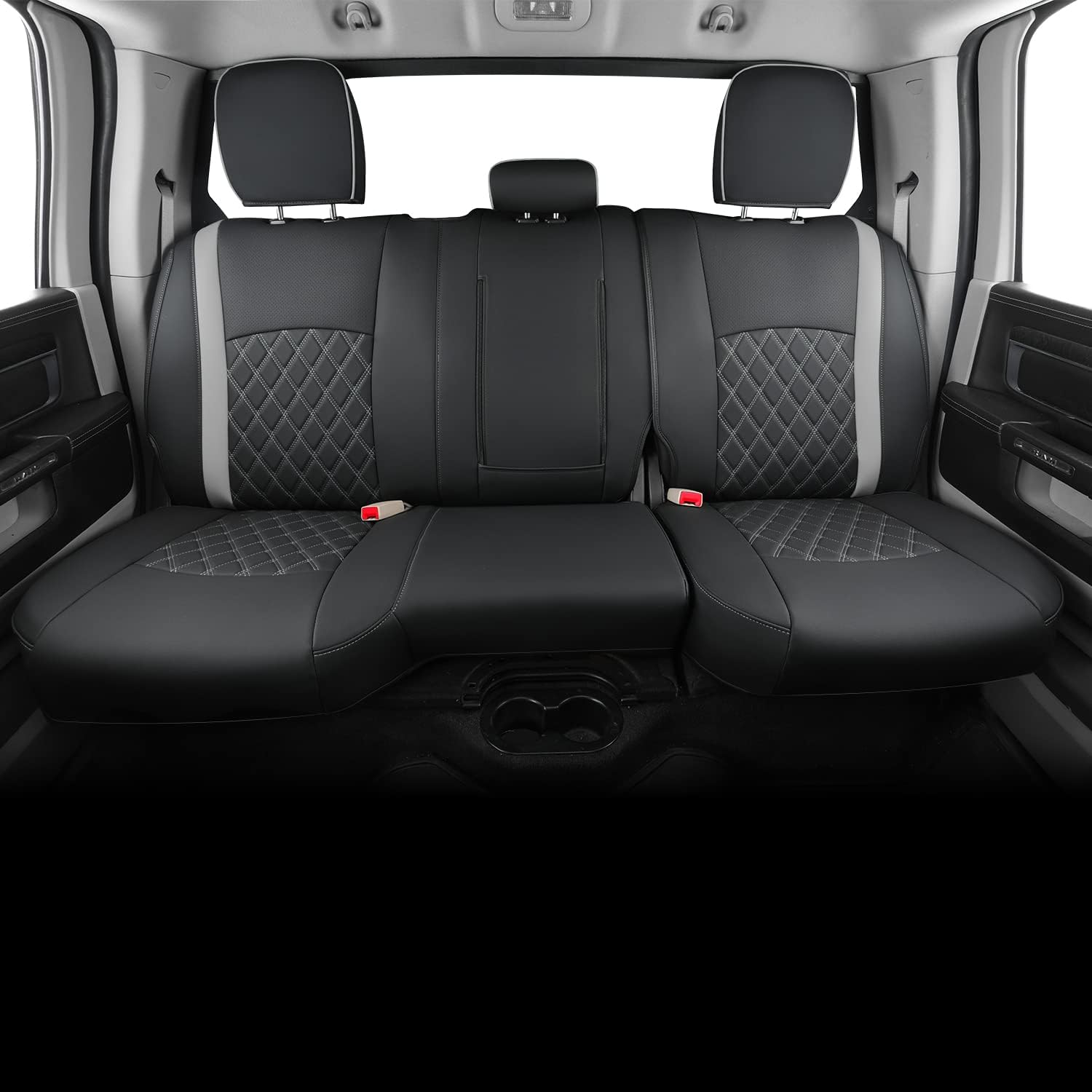 LUCKYMANCLUB Ram 1500Seat Covers,2011-2025,1500/2500/3500Crew Cab Waterproof Seat Covers FullSet, Custom Fit Ram Bighorn Laramie Limited Rebel Longhorn Pickup with 4/6 Split Rear Seat
