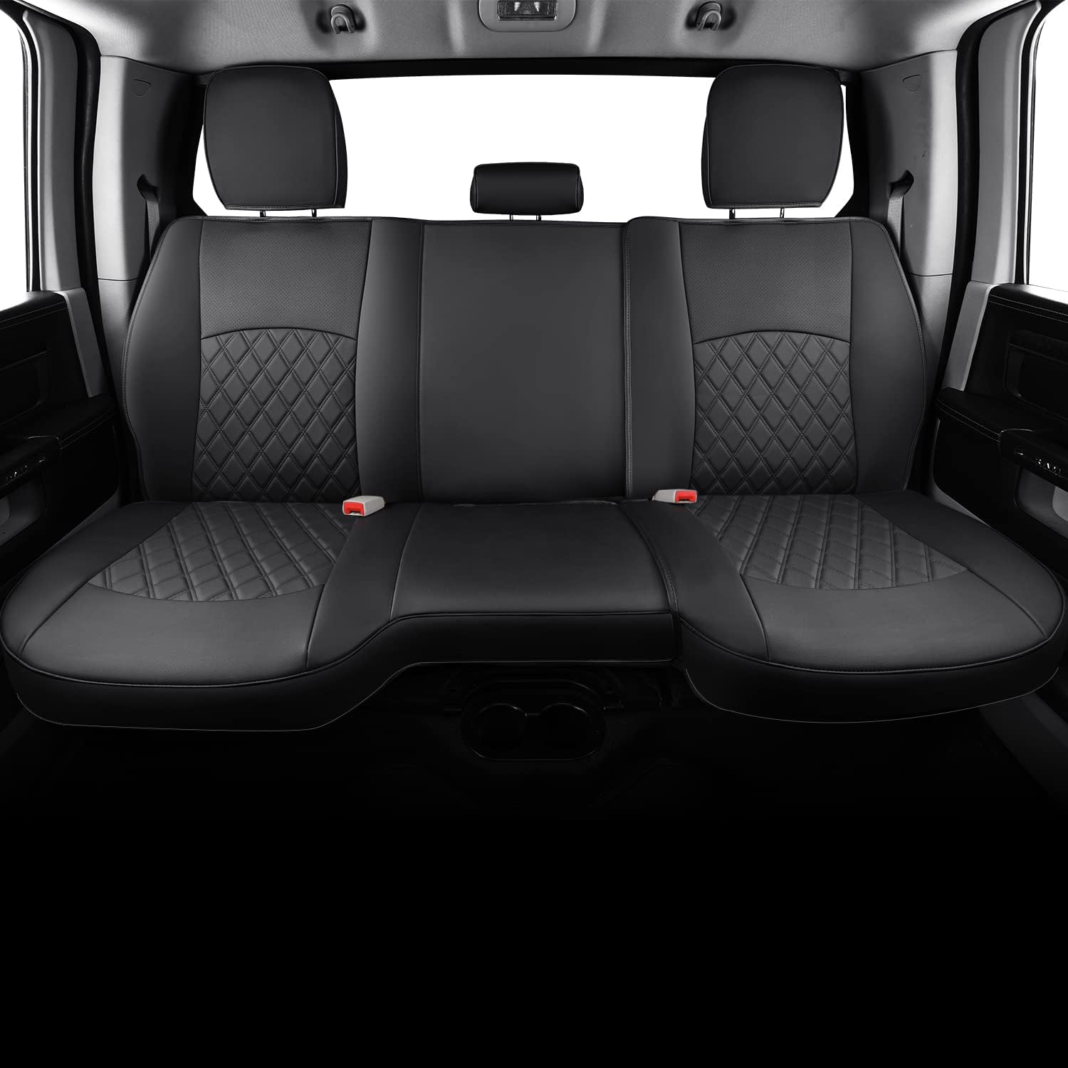 LUCKYMANCLUB Ram 1500Seat Covers,2011-2025,1500/2500/3500Crew Cab Waterproof Seat Covers FullSet, Custom Fit Ram Bighorn Laramie Limited Rebel Longhorn Pickup with 4/6 Split Rear Seat