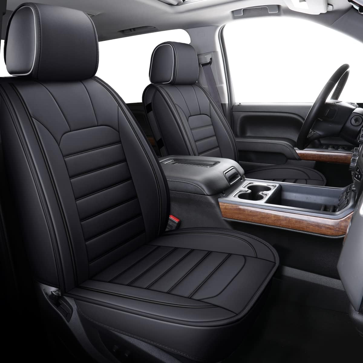 LUCKYMAN CLUB Silverado-Sitzbezüge passend für 2007–2024 Chevy Silverado Sierra 1500/2500 HD / 3500 HD Crew, Double, Extended Cab mit wasserdichtem Kunstleder 