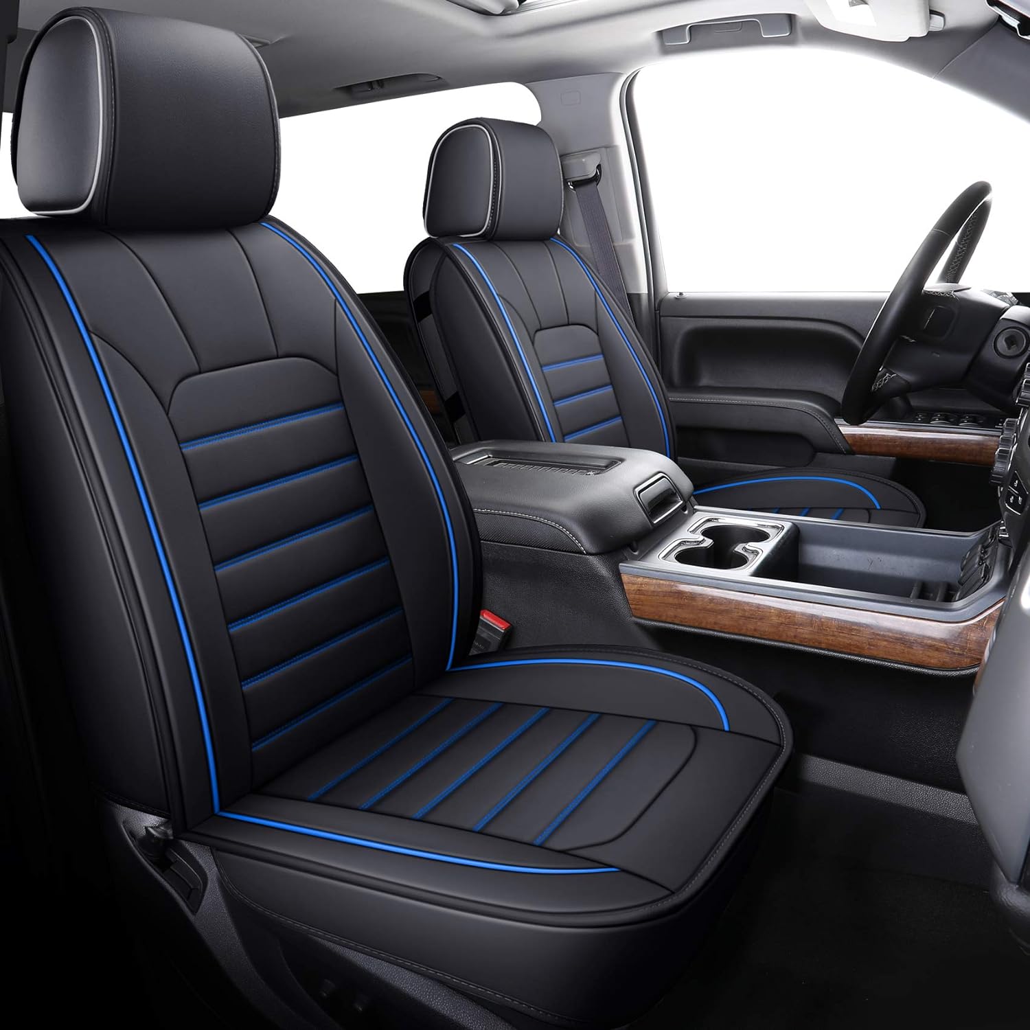 LUCKYMAN CLUB Silverado-Sitzbezüge passend für 2007–2024 Chevy Silverado Sierra 1500/2500 HD / 3500 HD Crew, Double, Extended Cab mit wasserdichtem Kunstleder 