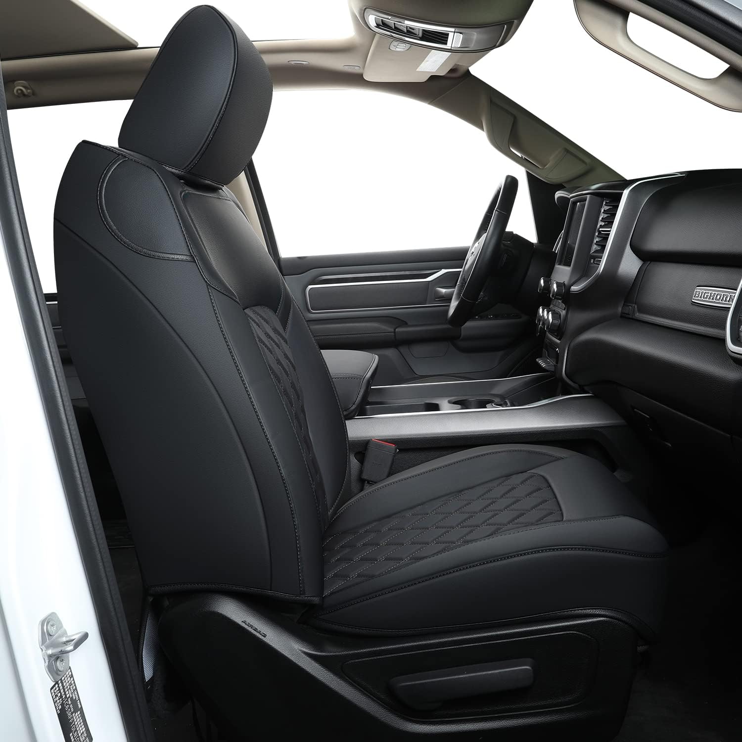 LUCKYMANCLUB Ram 1500Seat Covers,2011-2025,1500/2500/3500Crew Cab Waterproof Seat Covers FullSet, Custom Fit Ram Bighorn Laramie Limited Rebel Longhorn Pickup with 4/6 Split Rear Seat