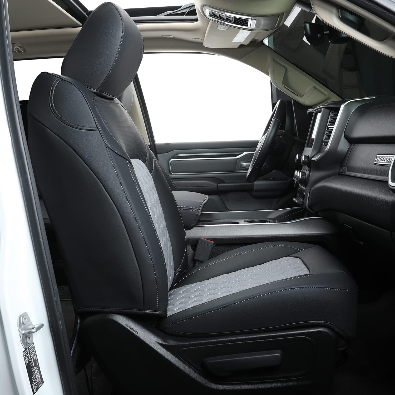 LUCKYMANCLUB Ram 1500Seat Covers,2011-2025,1500/2500/3500Crew Cab Waterproof Seat Covers FullSet, Custom Fit Ram Bighorn Laramie Limited Rebel Longhorn Pickup with 4/6 Split Rear Seat