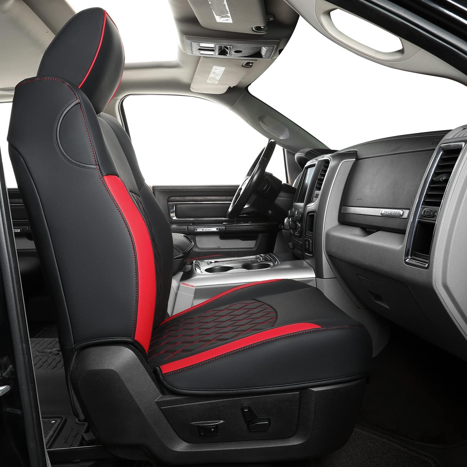 LUCKYMANCLUB Ram 1500Seat Covers,2011-2025,1500/2500/3500Crew Cab Waterproof Seat Covers FullSet, Custom Fit Ram Bighorn Laramie Limited Rebel Longhorn Pickup with 4/6 Split Rear Seat