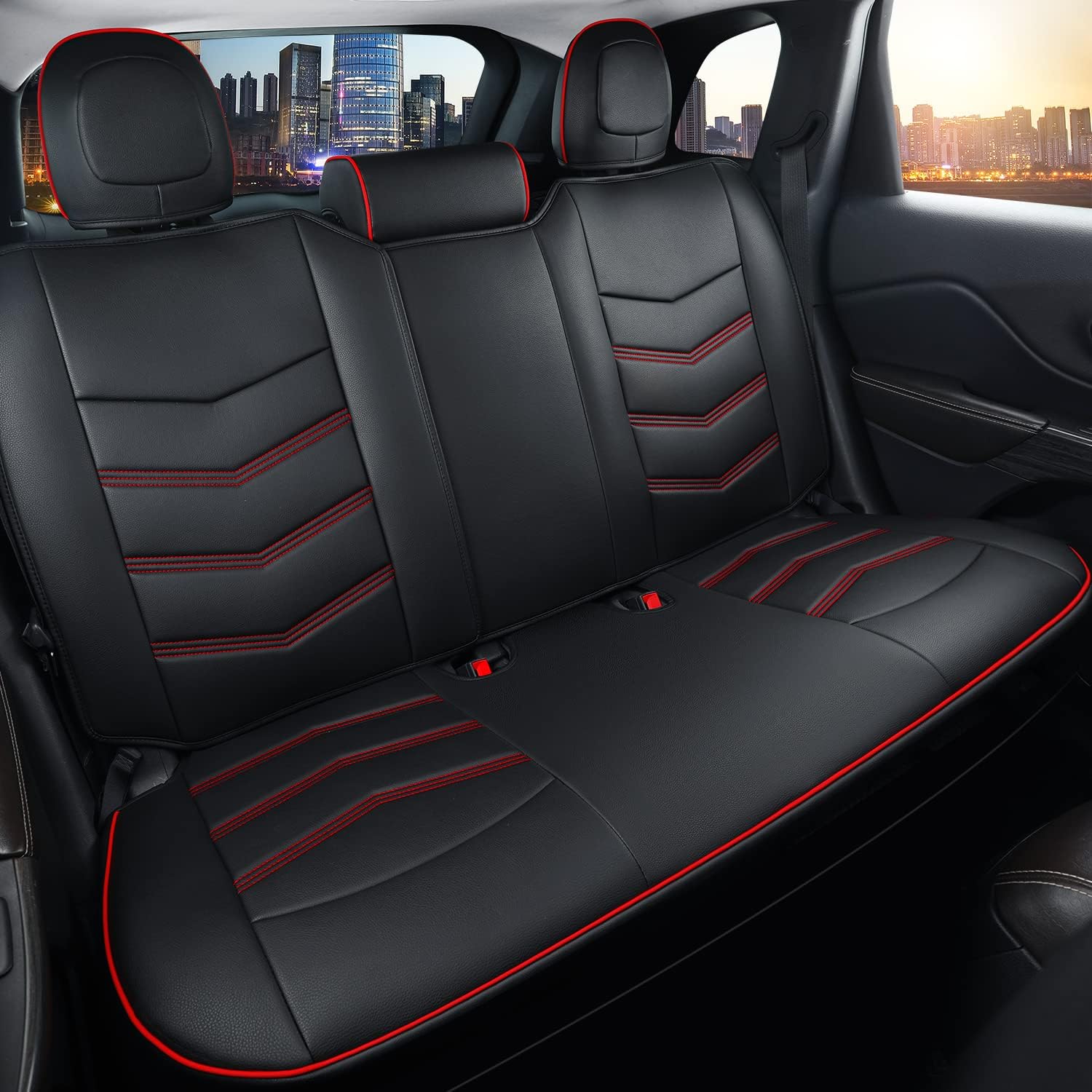 LUCKYMAN CLUB Jeep Cherokee Custom Seat Covers Fit 2014 2015 2016 2017 2018 2019 2020 2021 2022 2023 2024 2025 years Cushions with Waterproof Faux Leather Car Accessories
