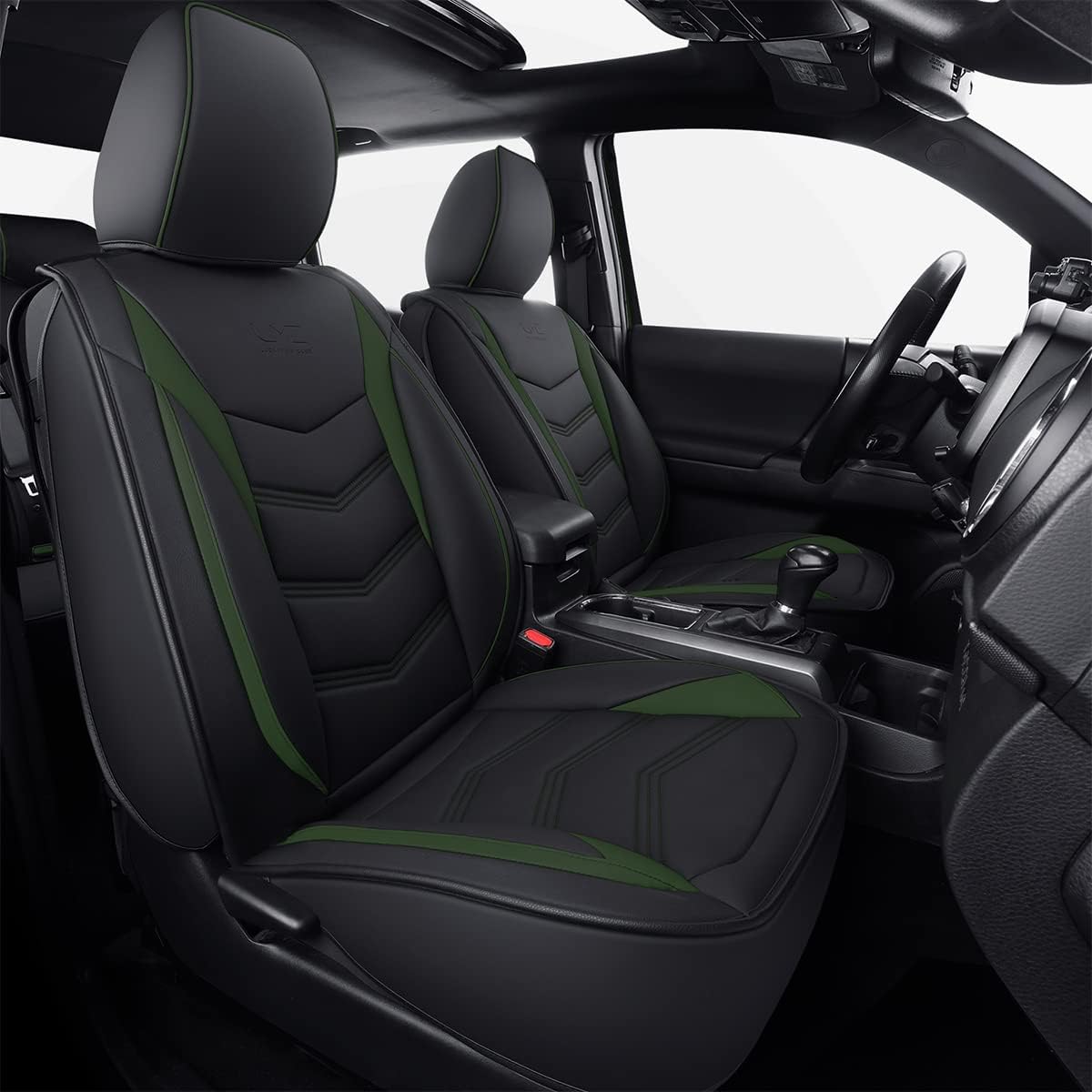 LUCKYMAN KLUBO 2005-2023 Tacoma Seat Covers Plena Aro Akvorezista ledo por Tacoma Double/Crew Cab SR SR5 TRD Sport TRD Off-Road PreRunner Trims, kun Akvorezista Faux-ledo Tute envolvanta, kvar sezonoj ĝeneralaj, eluziĝo-rezista kaj gratvundeta 